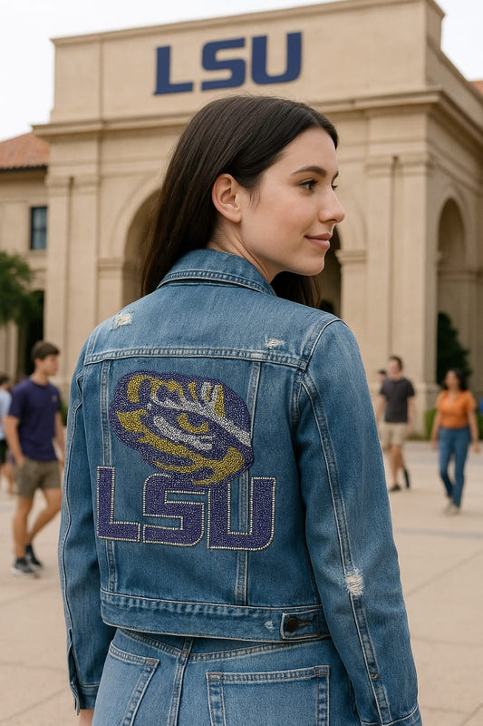 Licensed Game Day Jacket, Blue Denim, LSU w/ Tiger Eye