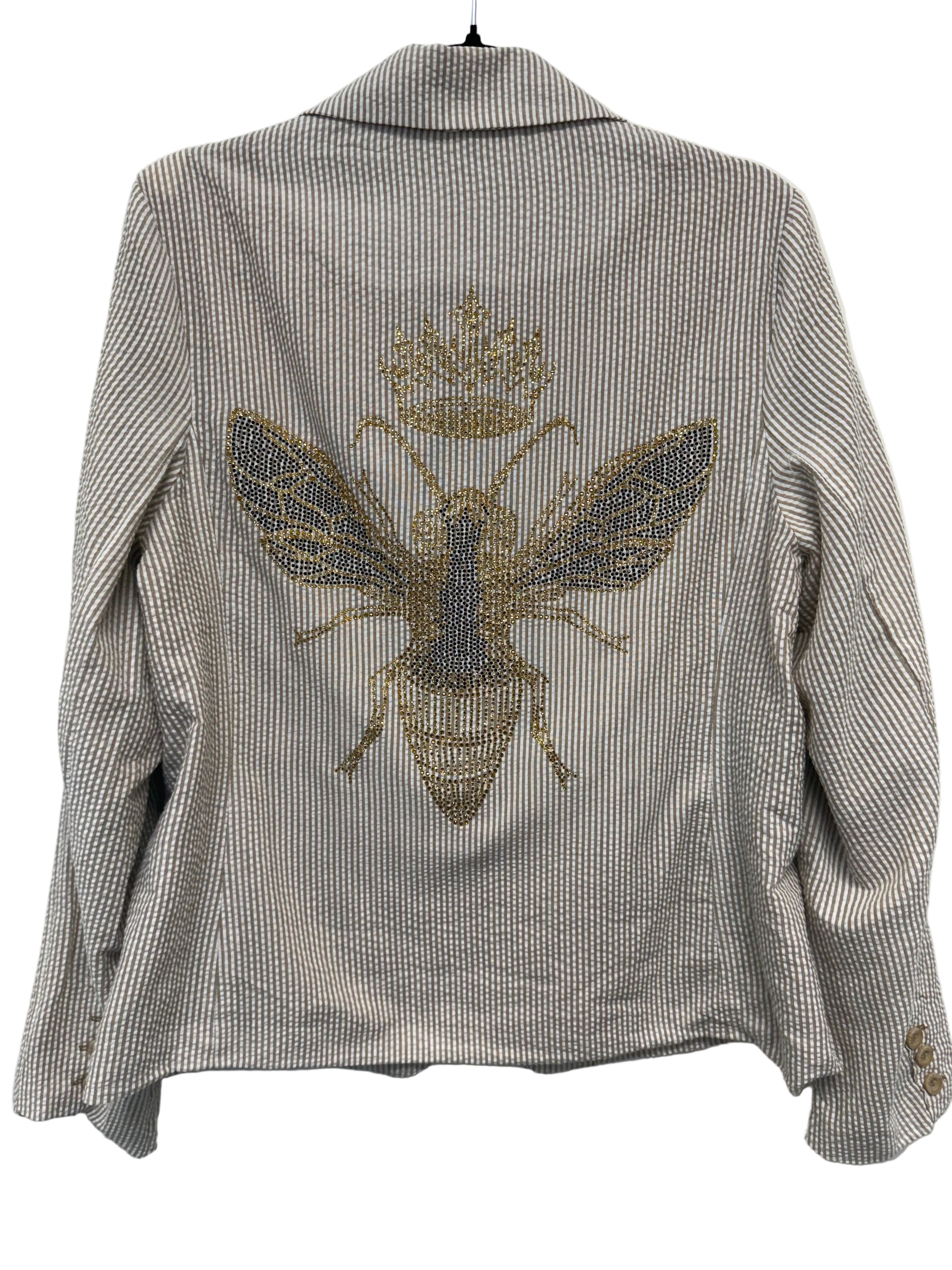Gold Queen Bee Tan Seersucker Blazer