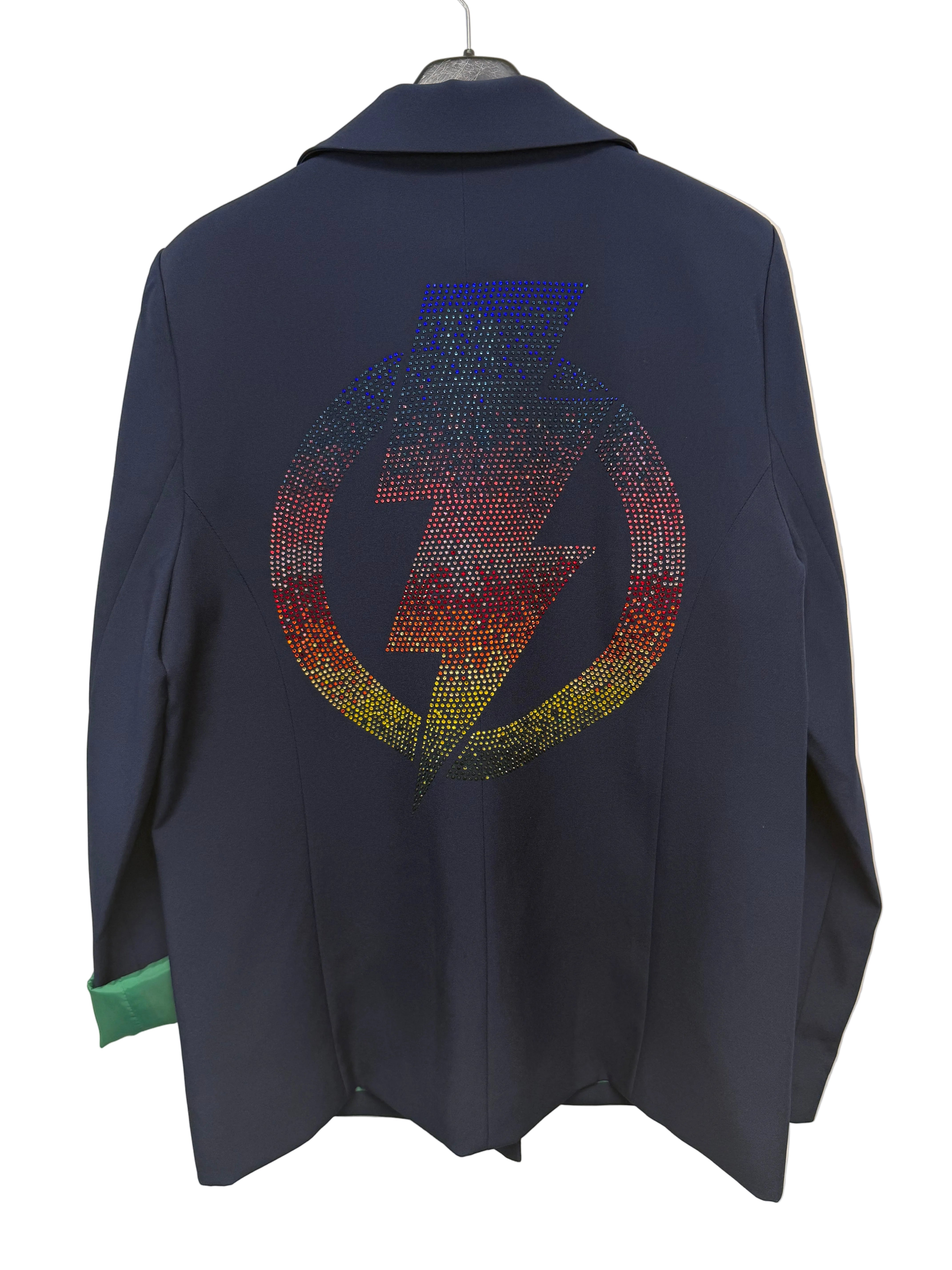Rainbow Bolt Navy Blazer w/ Green Lining