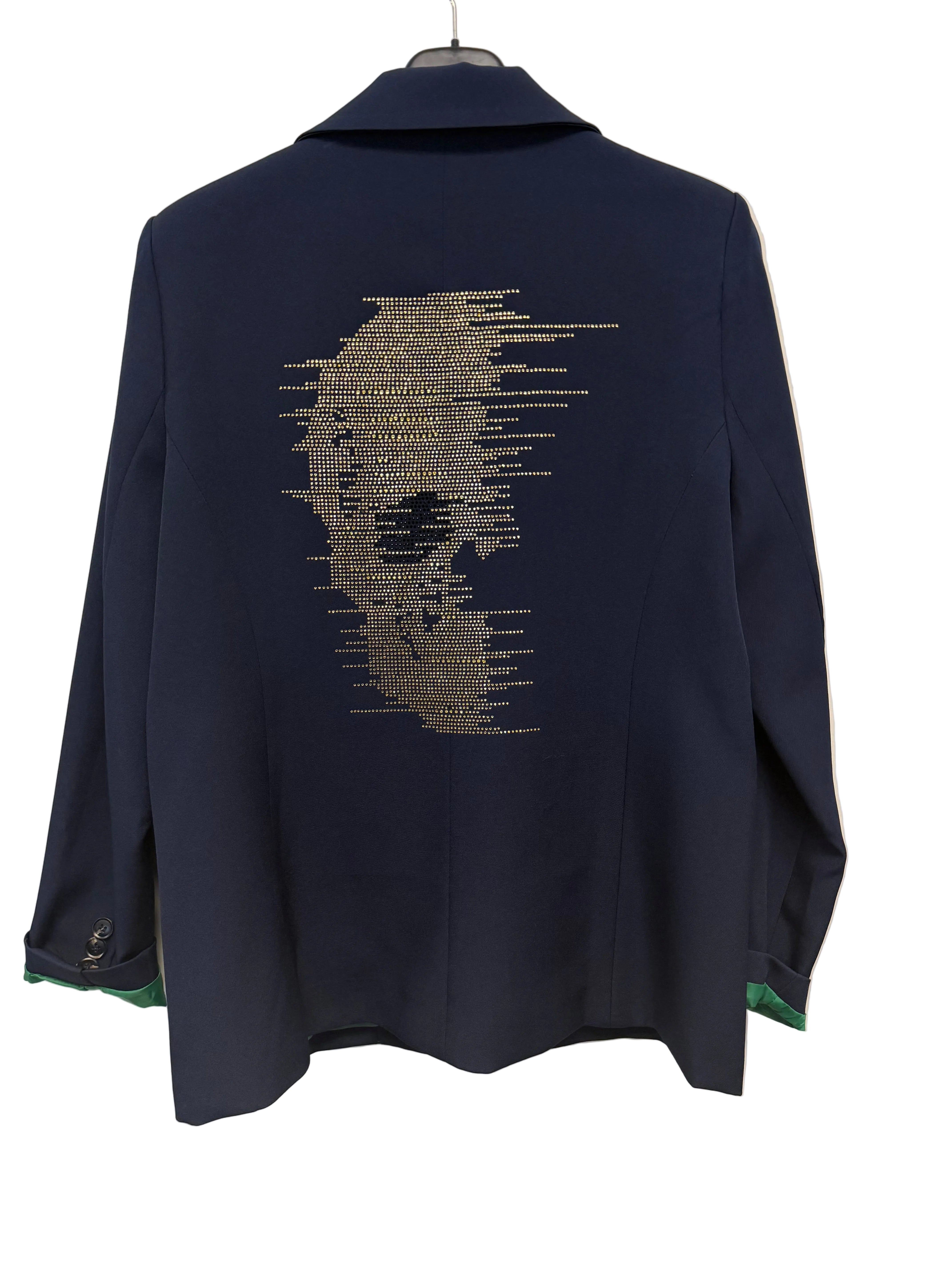 Gold Faded Skull Navy Blazer w/ Green Lining