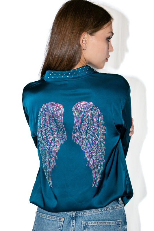 Shirt, Silky Teal, Iridescent Wings