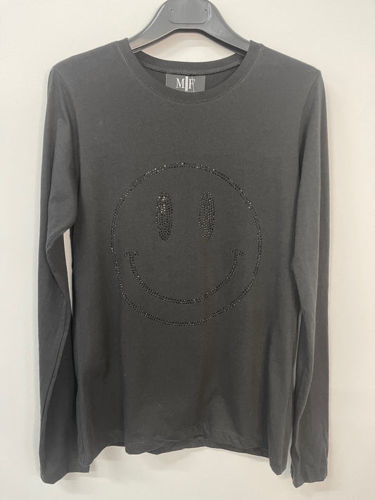 Black Long Sleeve, Black Smiley Face