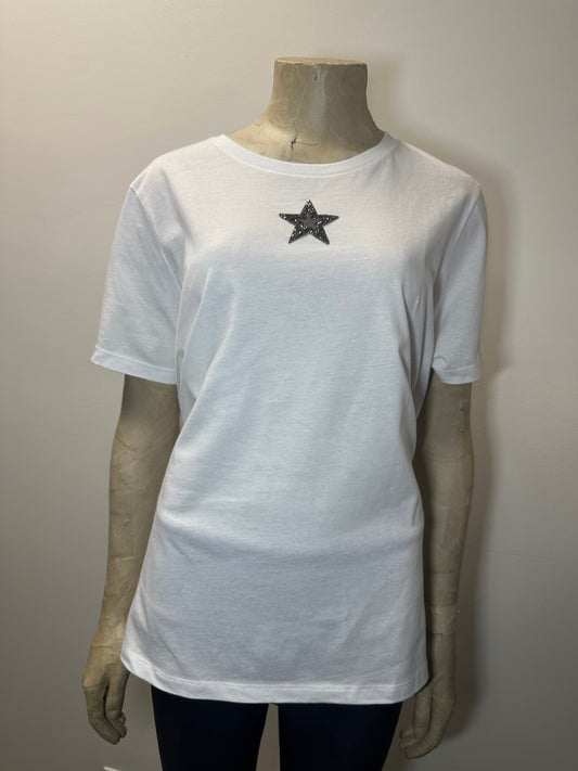 T-Shirt, Short Sleeve White, Gunmetal Star
