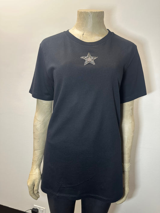 T-Shirt, Short Sleeve Black, Gunmetal Star