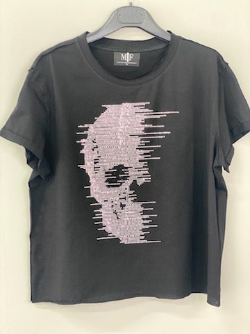 Black T-Shirt, Silver Fading Skull