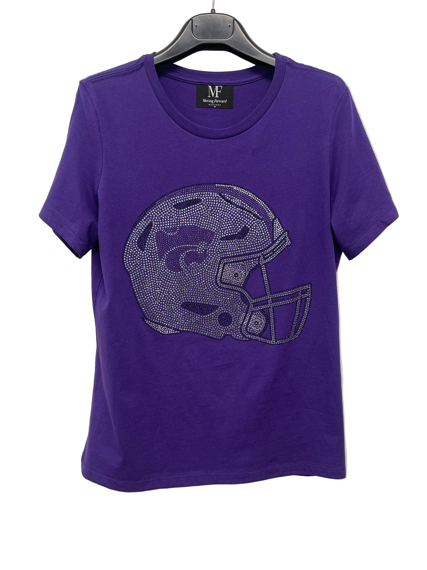 Kansas State Helmet Purple Short Sleeve Crewneck T-Shirt