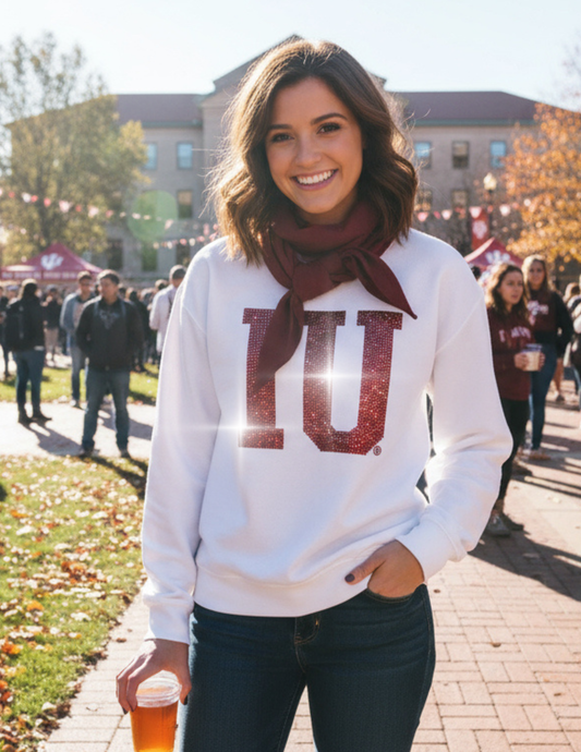 Licensed Game Day Sweatshirt, White, Indiana Univ IU