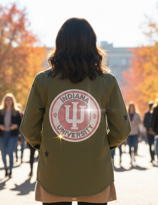 Licensed Game Day Shacket, Army Green, Indiana Univ Circle