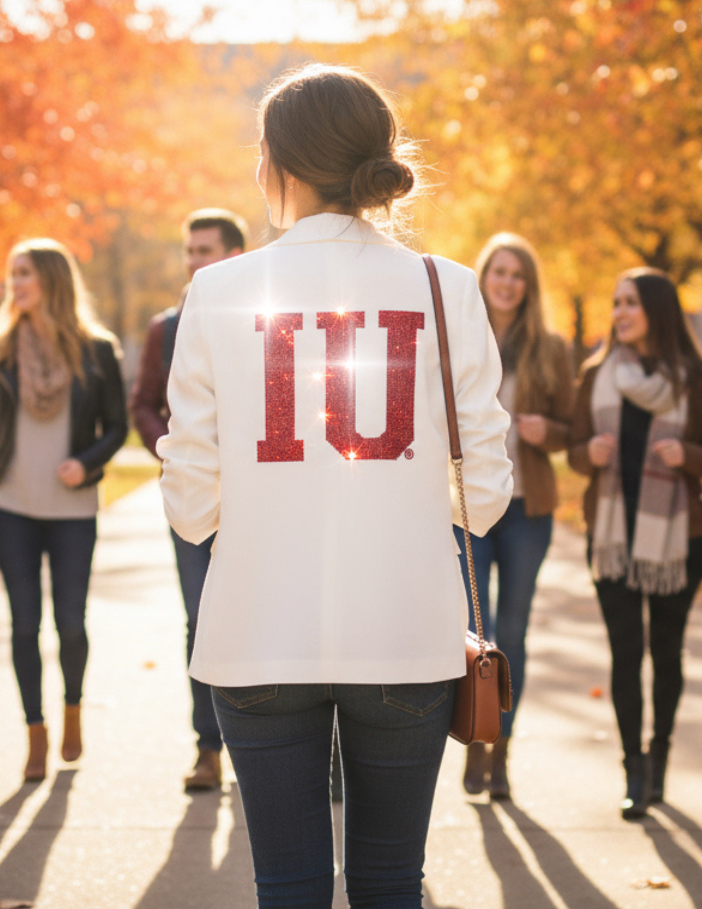 Licensed Game Day Blazer, Ruched White, Indiana University IU
