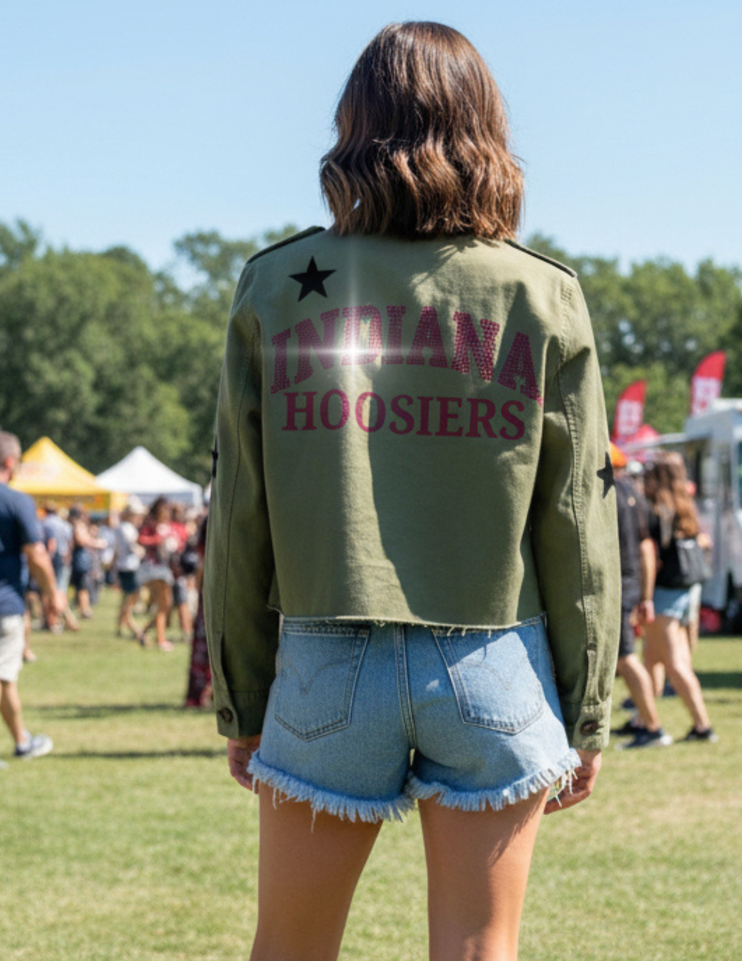 Indiana University Indiana Curve Hoosiers Army Green Shacket