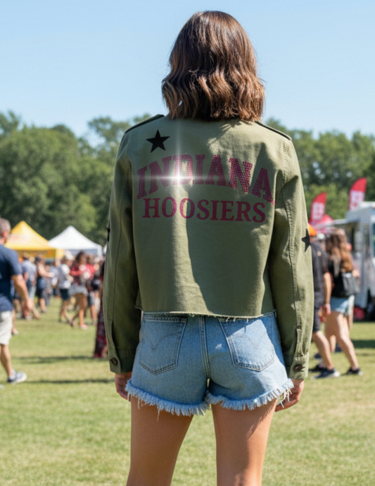 Indiana University Indiana Curve Hoosiers Army Green Shacket
