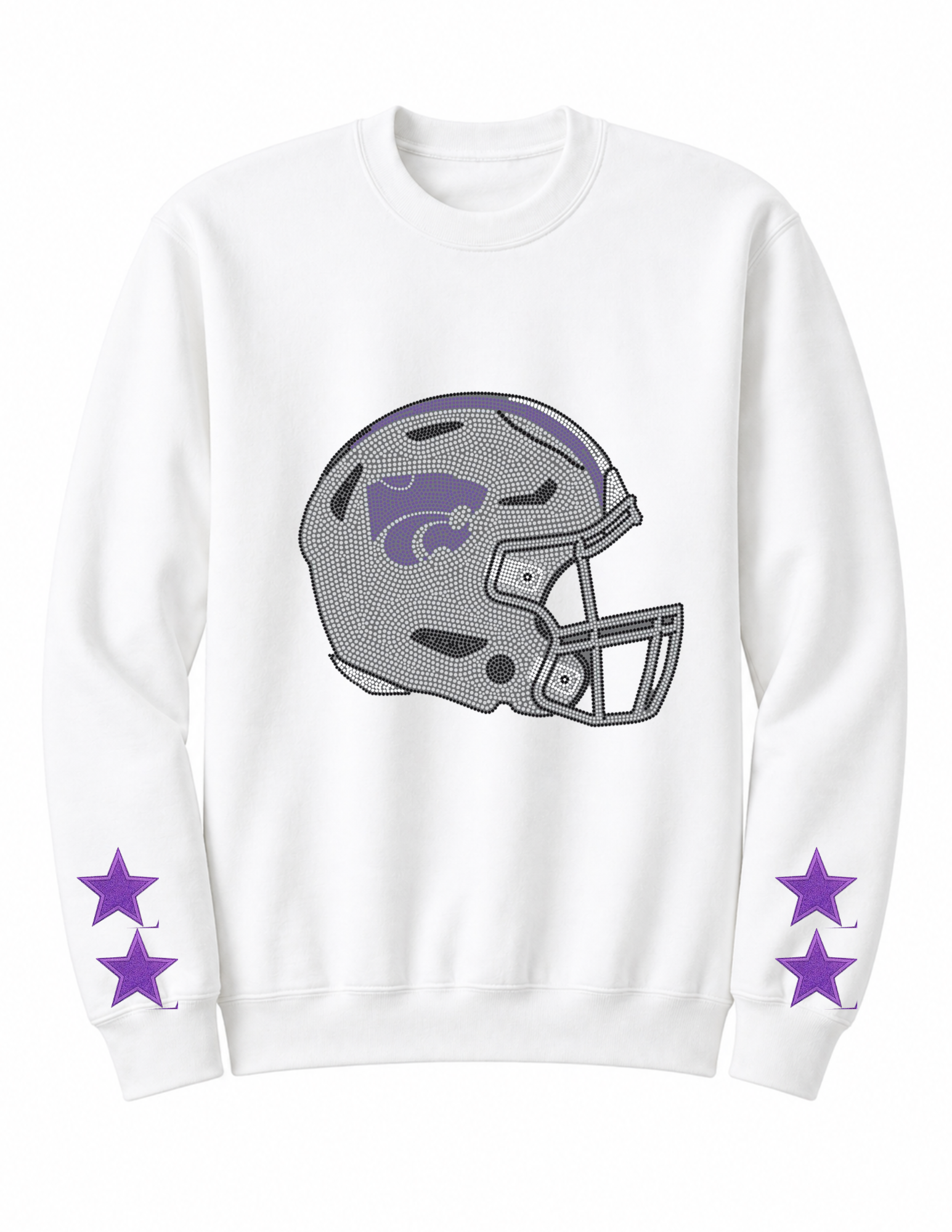 Kansas State Wildcats Helmet & Stars White Sweatshirt