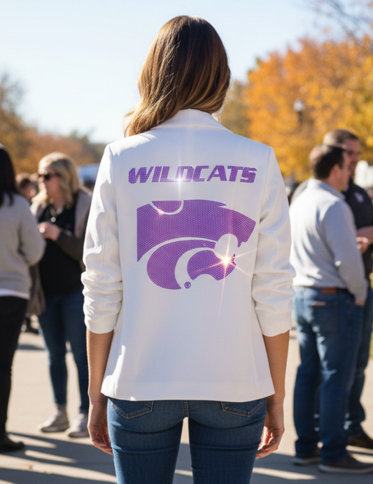 Game Day Blazer, White Ruched, Kansas State Wildcats & Head