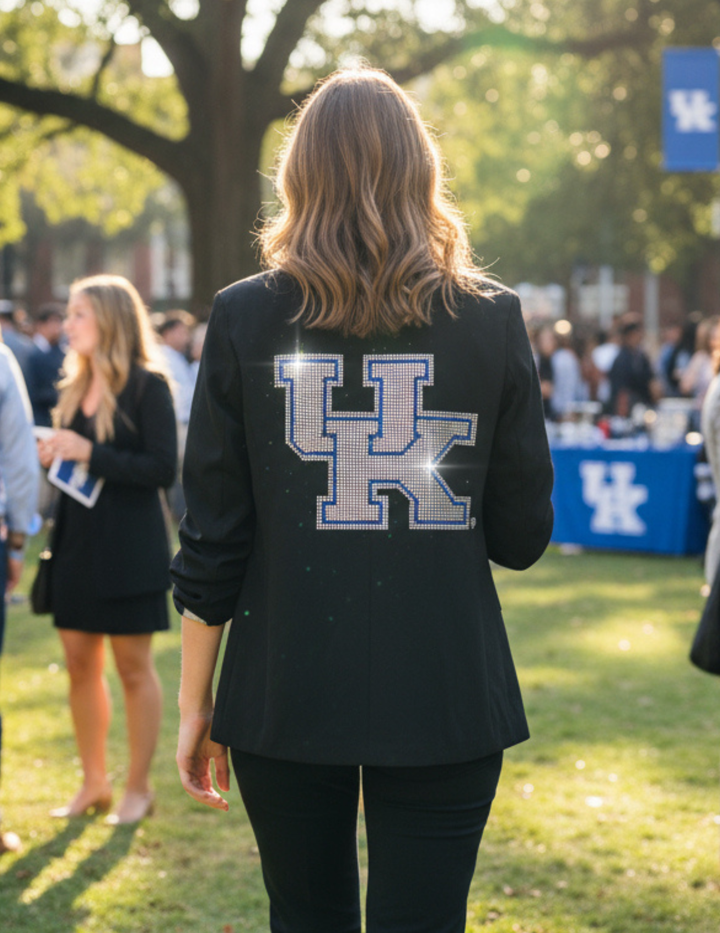 Licensed Game Day Blazer, Black Ruched, Univ of Kentucky UK White