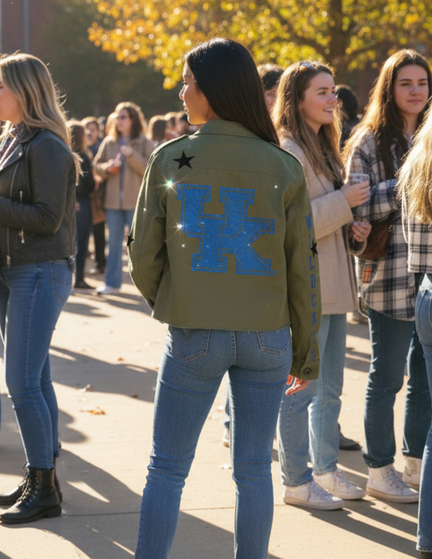 Licensed Game Day Shacket, Army Green, Univ of Kentucky UK Blue Wildcats