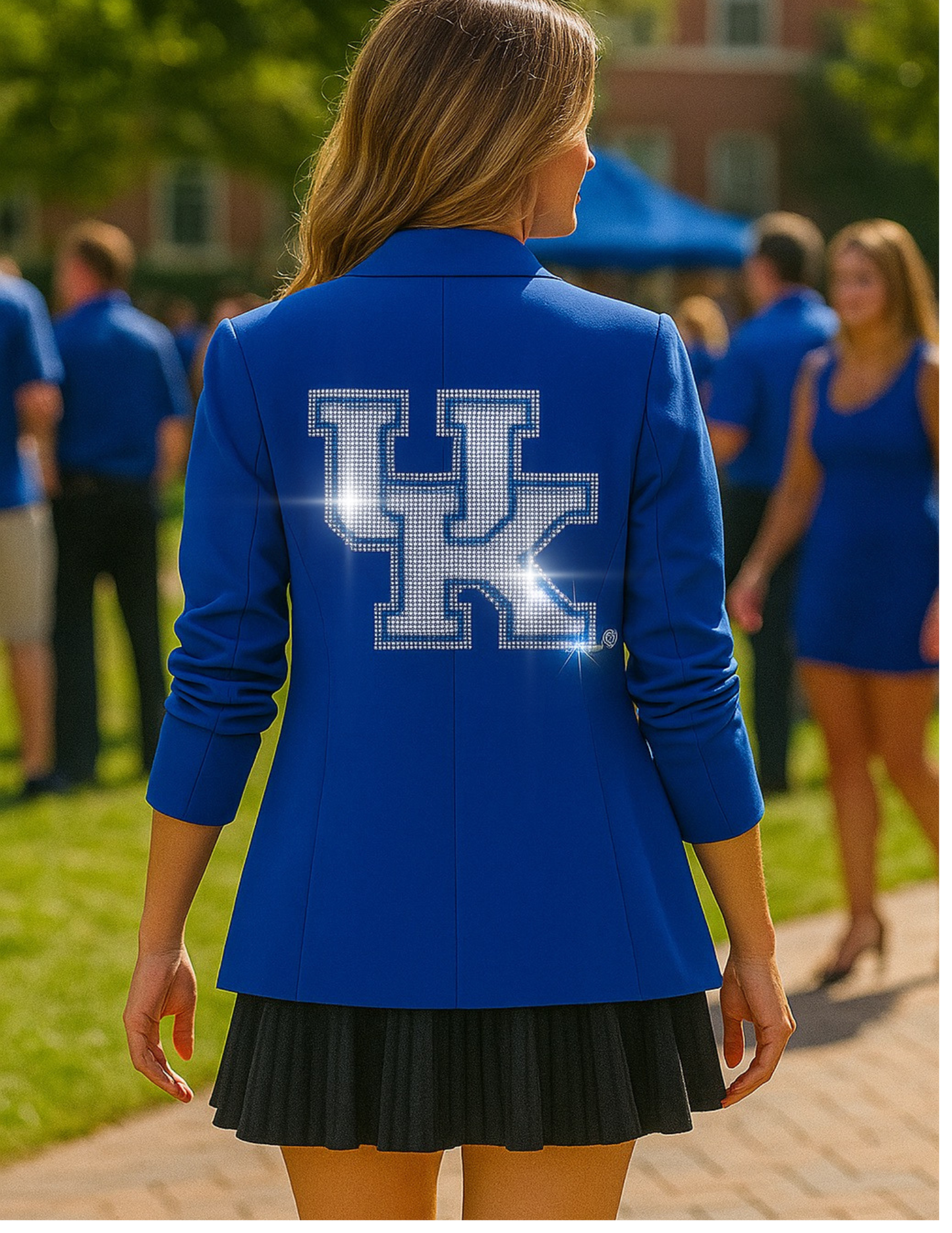 Licensed Game Day Blazer, Royal Blue Ruched, Univ of Kentucky UK White