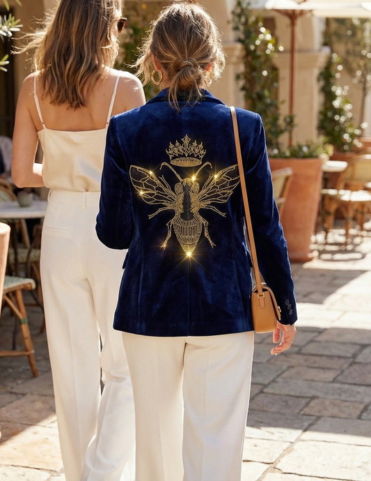 Gold Queen Bee Midnight Velvet Blazer