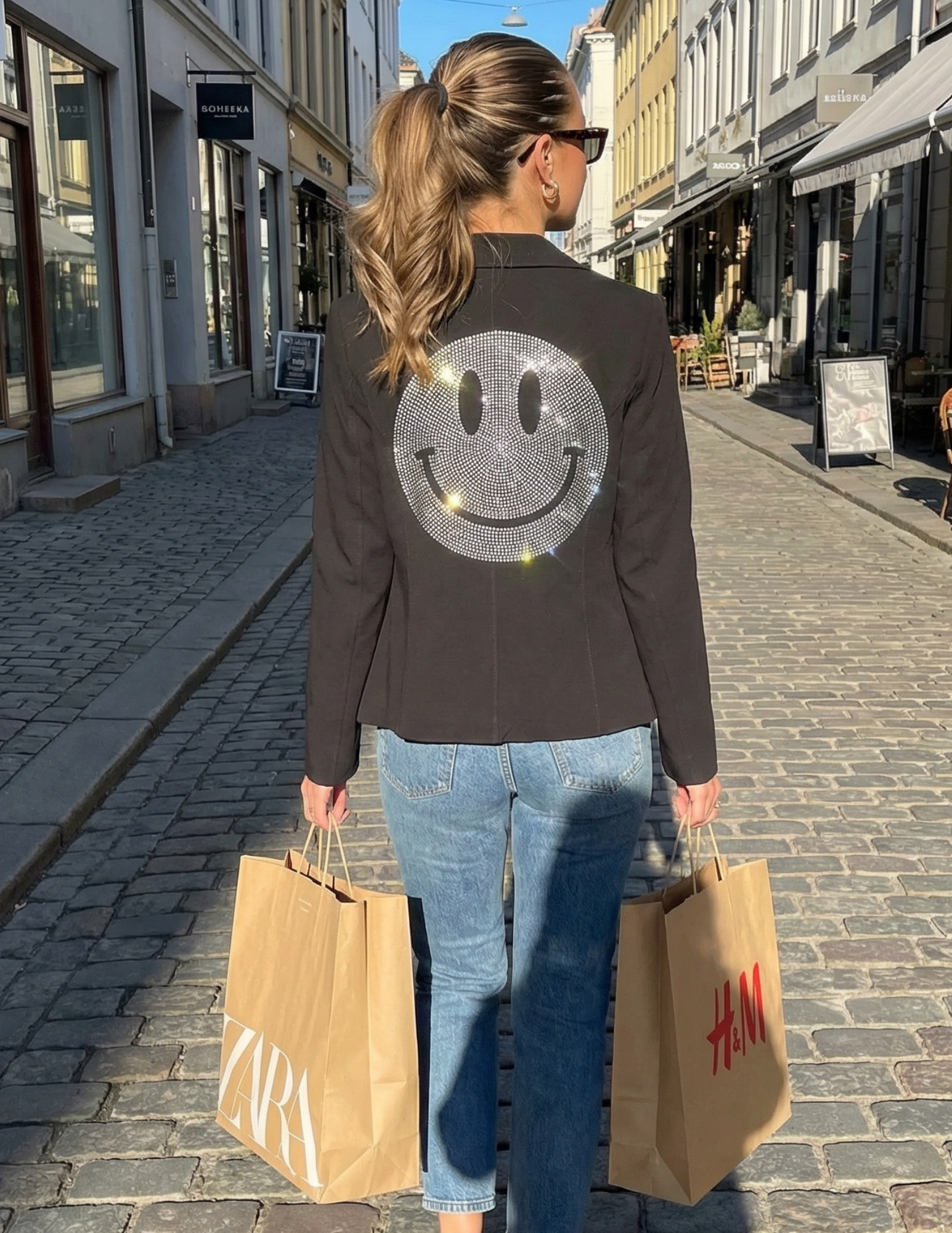 Silver Smiley Short Black Blazer