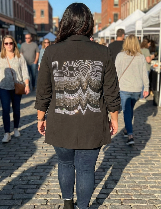 Pinstripe Lined Blazer w/ Gunmetal Love Repeater - EXTENDED SIZES