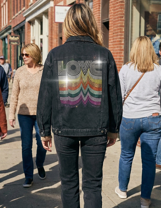 Love Repeater Black Oversized Denim Jacket