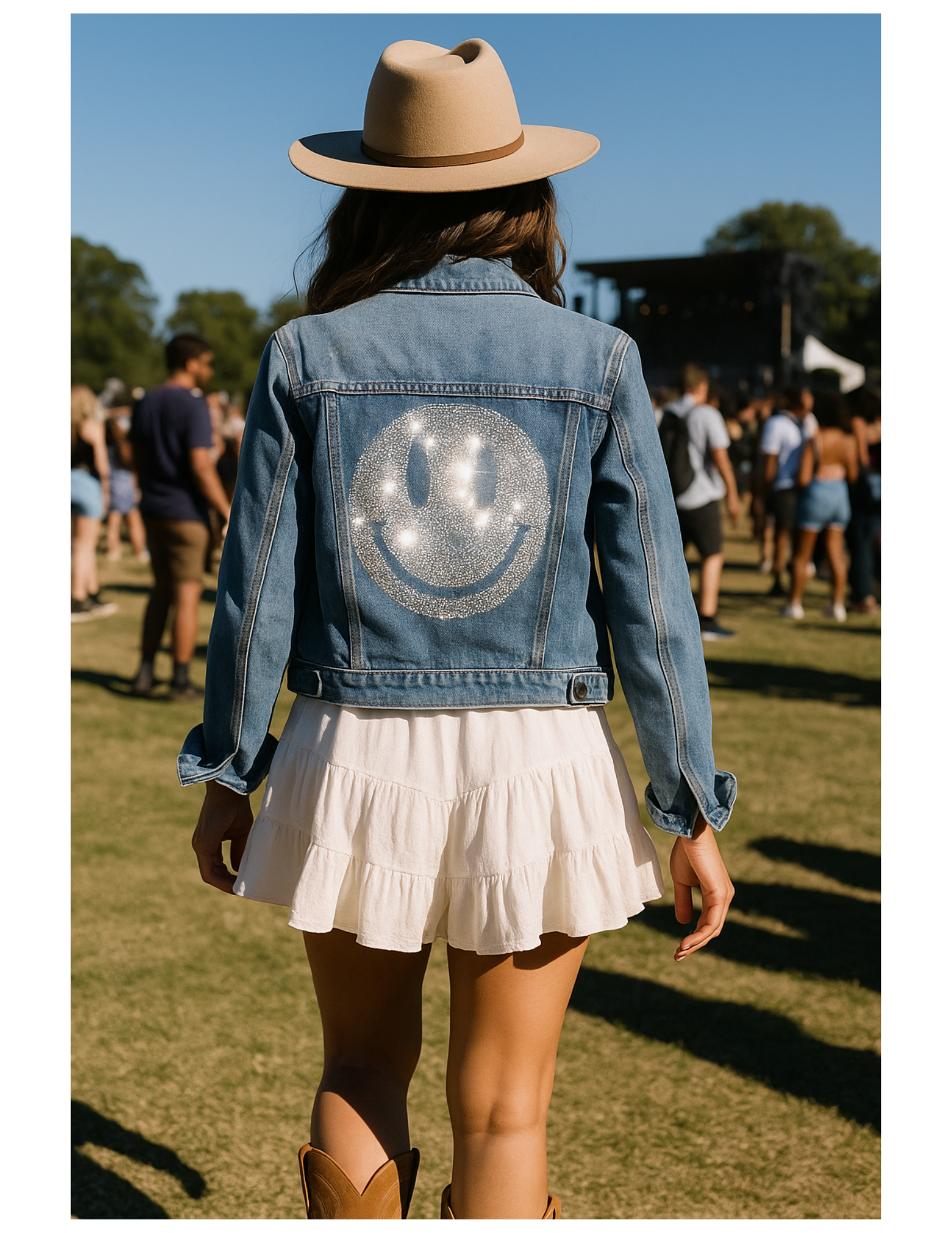 Silver Smiley Blue Denim Jacket
