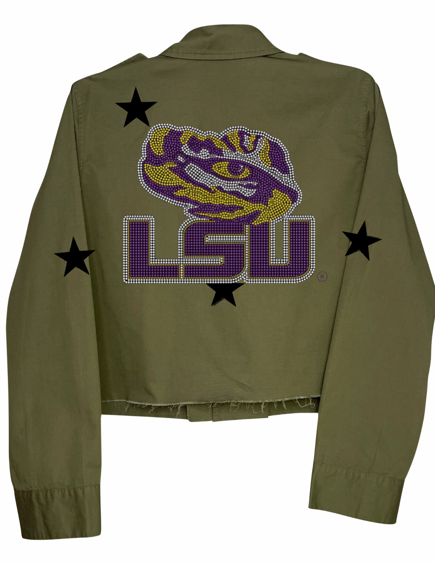 Licensed Game Day Shacket, Army Green, LSU w/ Tiger Eye