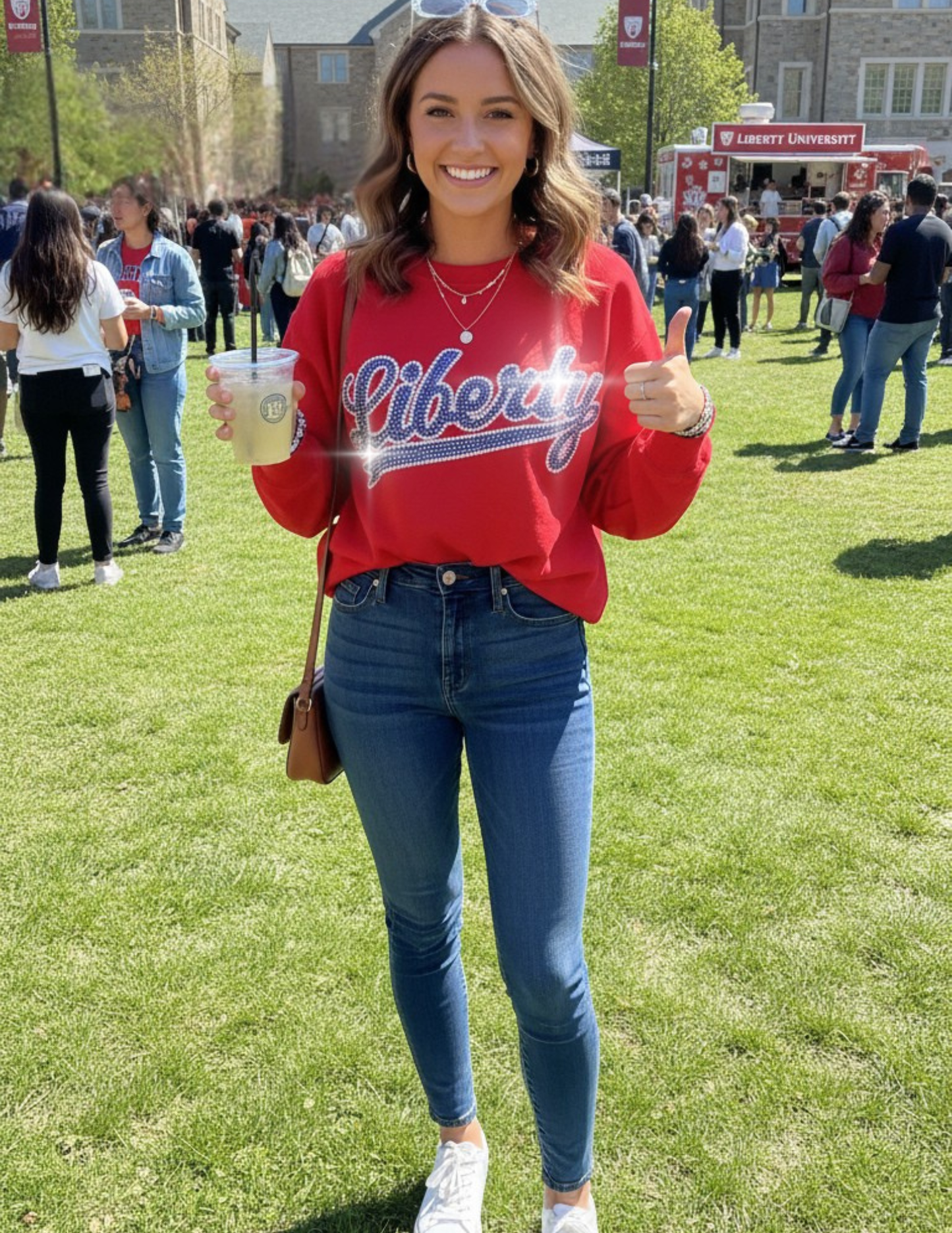 Licensed Game Day Sweatshirt, Red, Liberty University Script