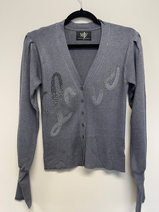 Sweater, Cardigan Gray, Love Script