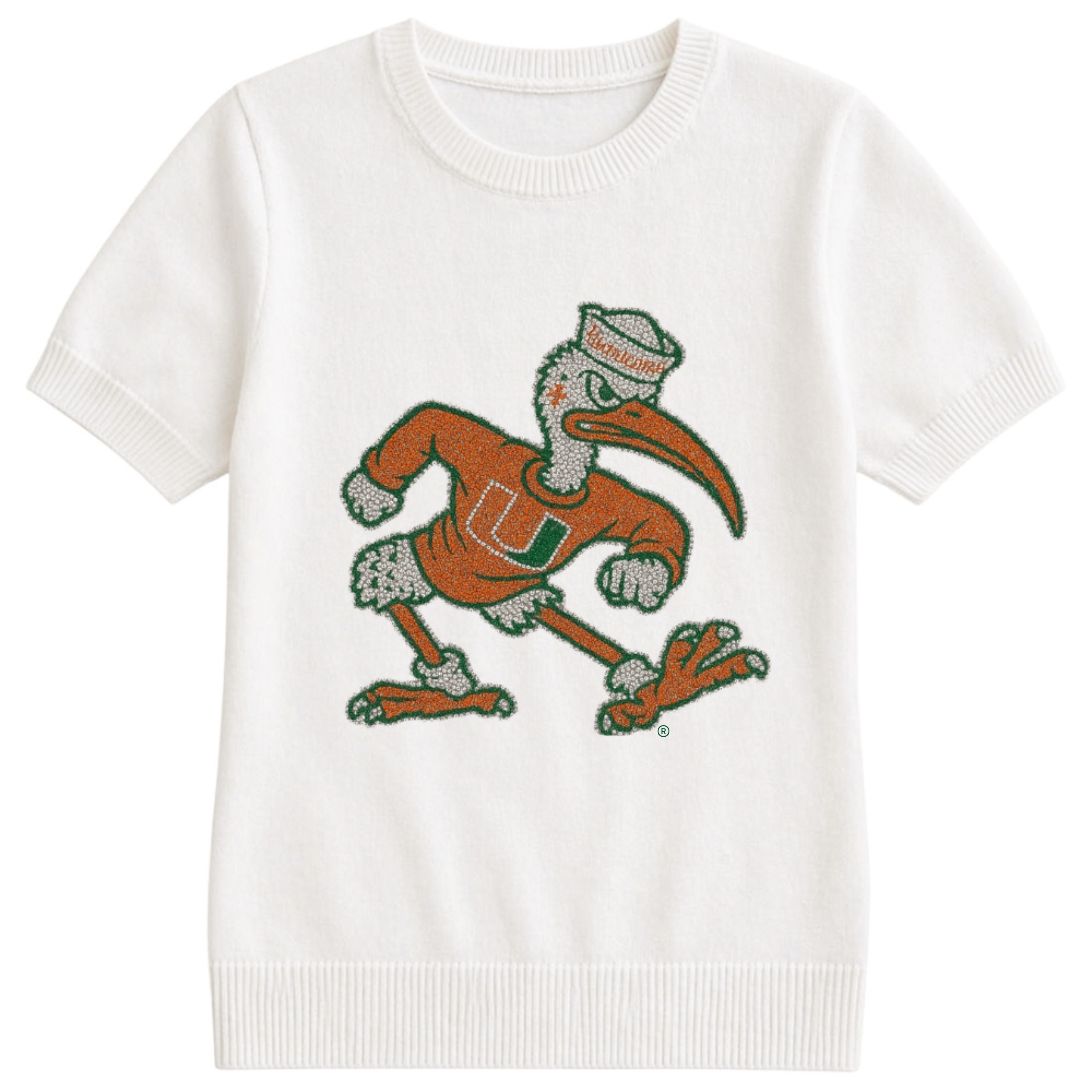 University of Miami Sebastian Ivory Short Sleeve Sweater