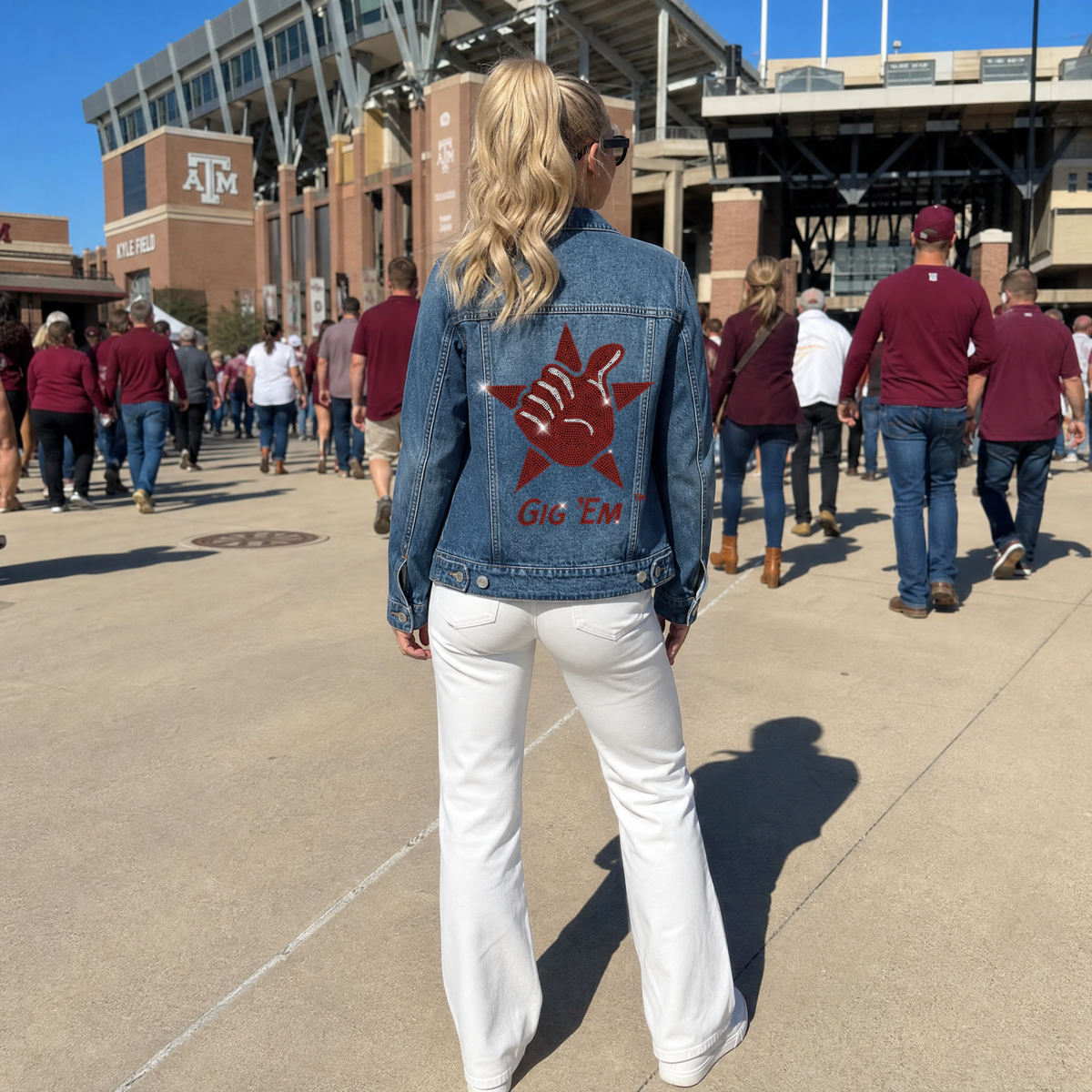 Texas A&M Gig Em Star Blue Denim Jacket