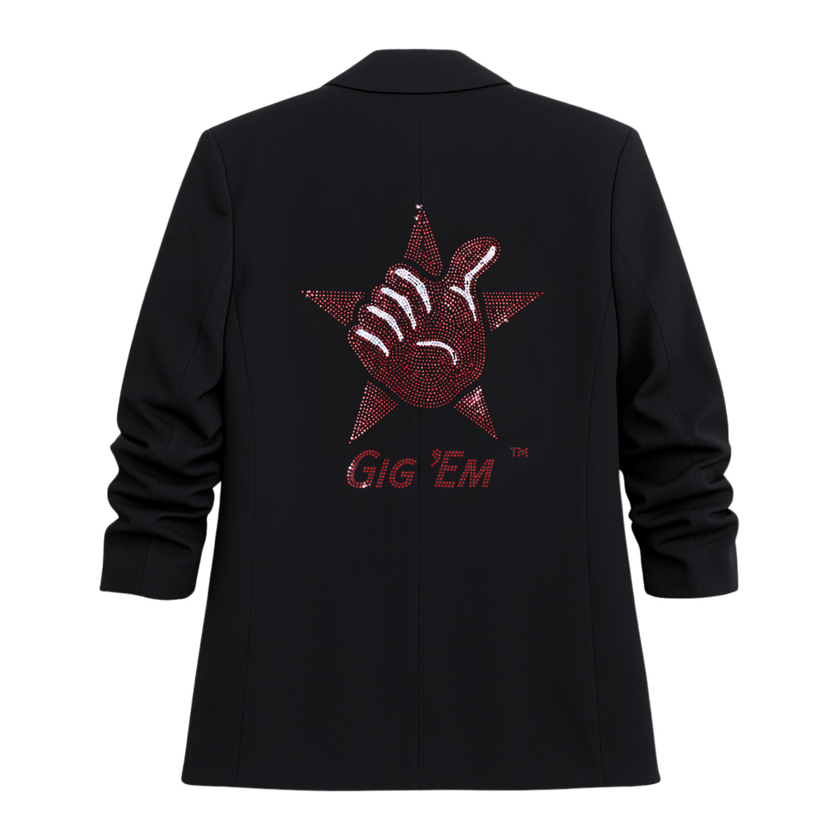 Texas A&M Gig Em Star Black Ruched Sleeve Blazer