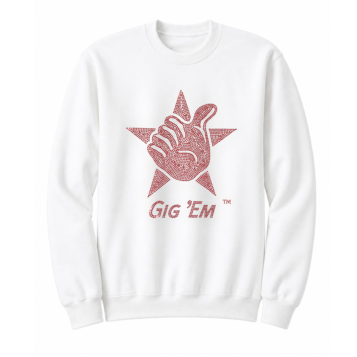 Texas A&M Gig Em Star White Crewneck Sweatshirt