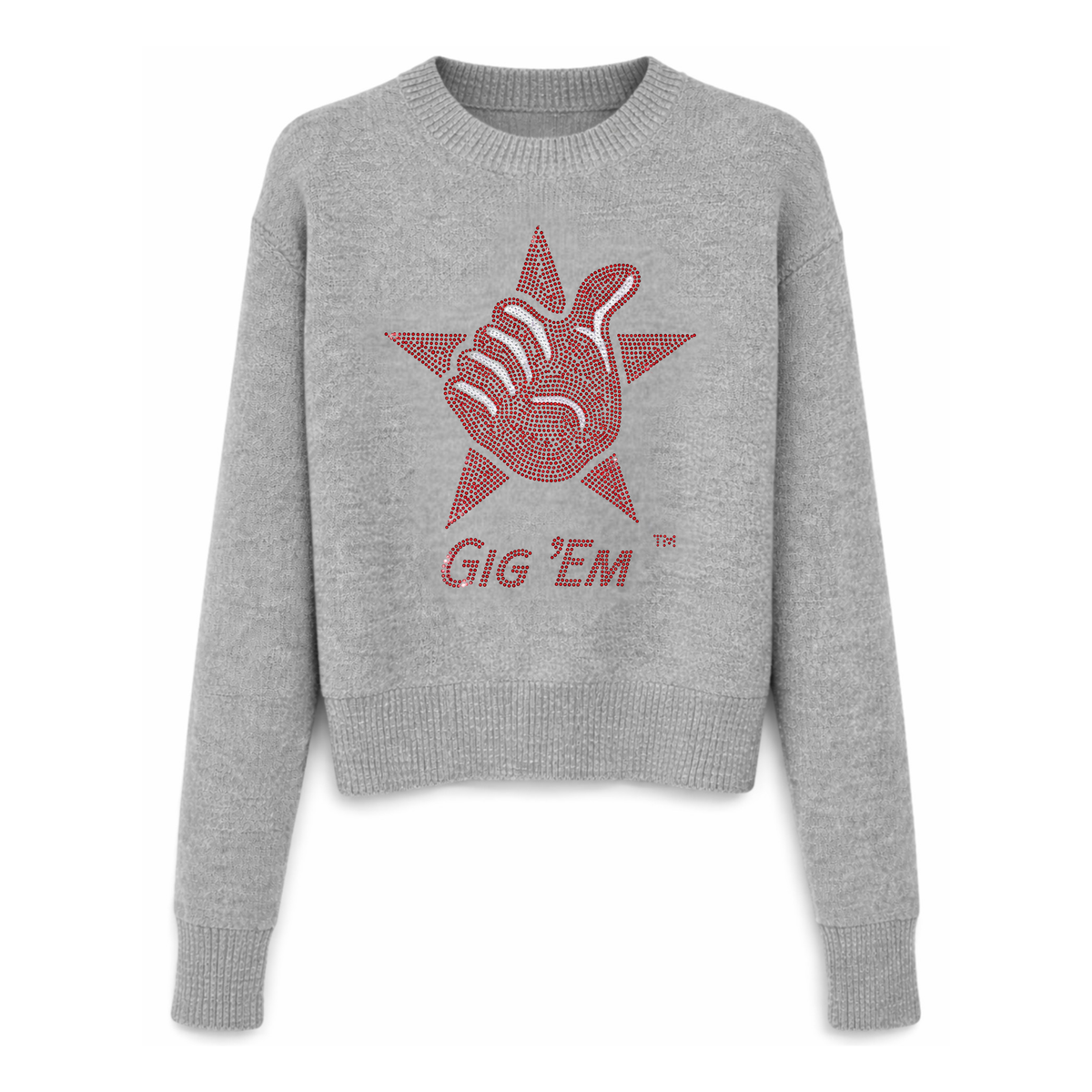 Texas A&M Gig Em Star Gray Crewneck Sweater