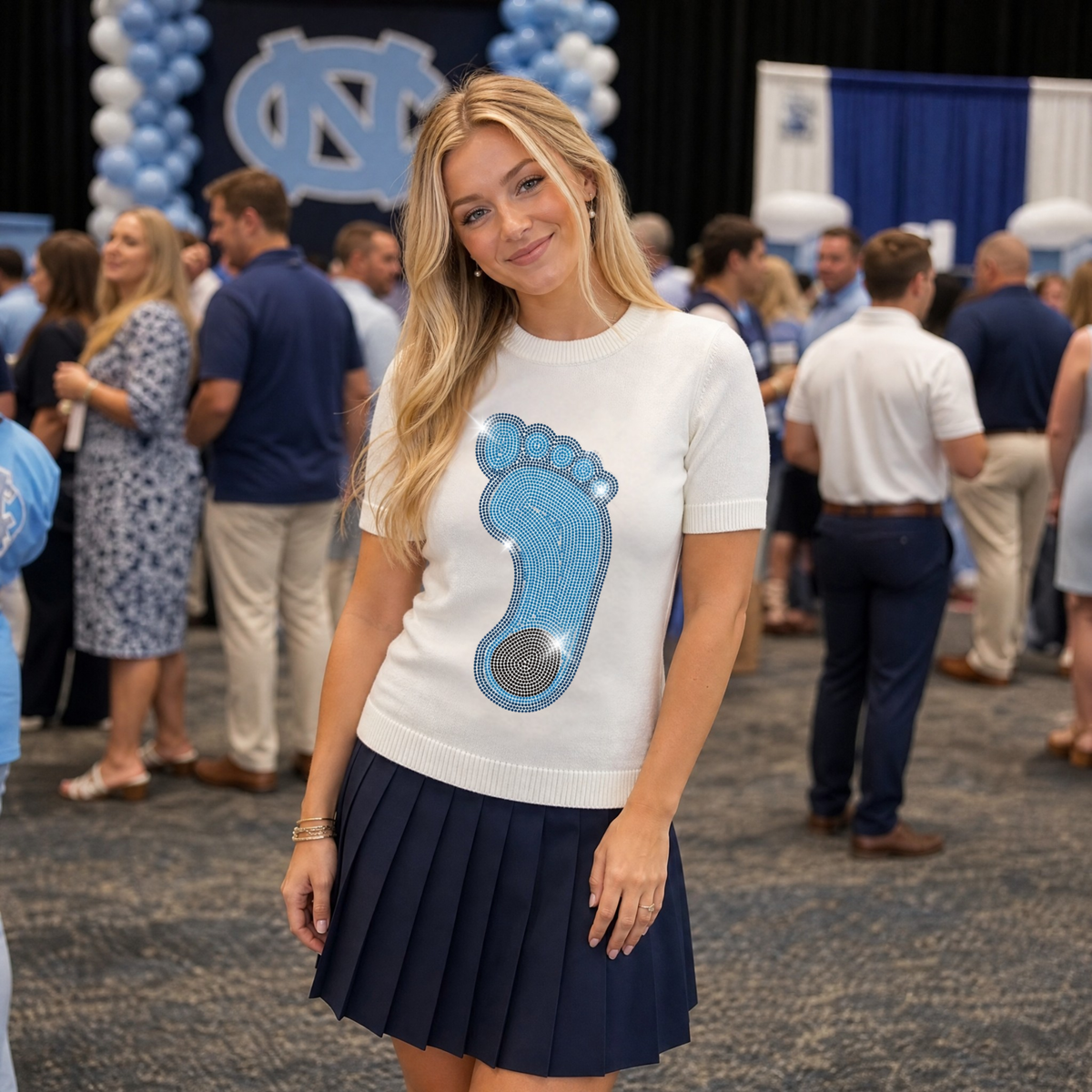 University of North Carolina Tar Heel Foot Ivory Short Sleeve Sweater