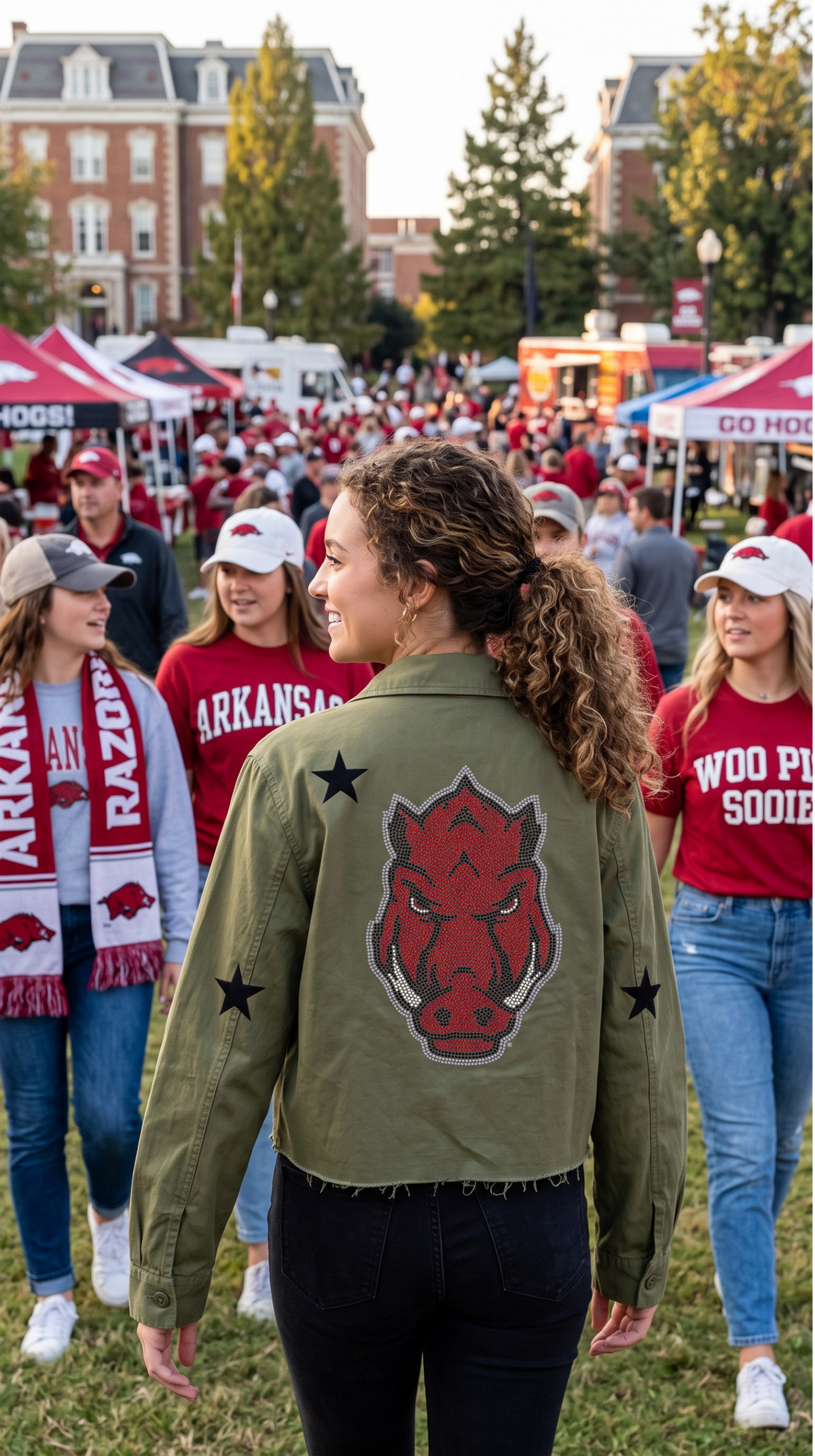 University of Arkansas Razorback Star Army Green Jacket