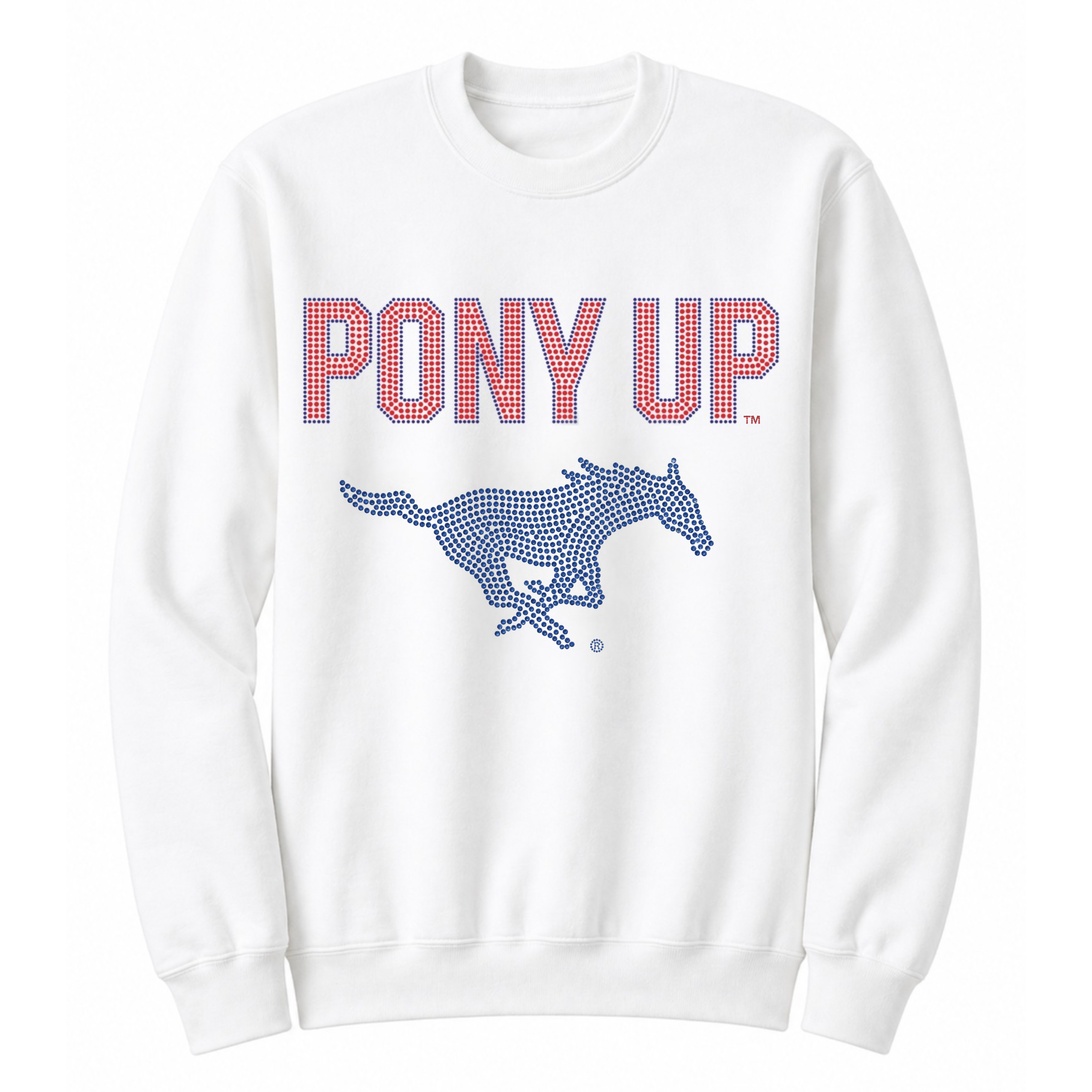 SMU Pony Up Mustang White Crewneck Sweatshirt