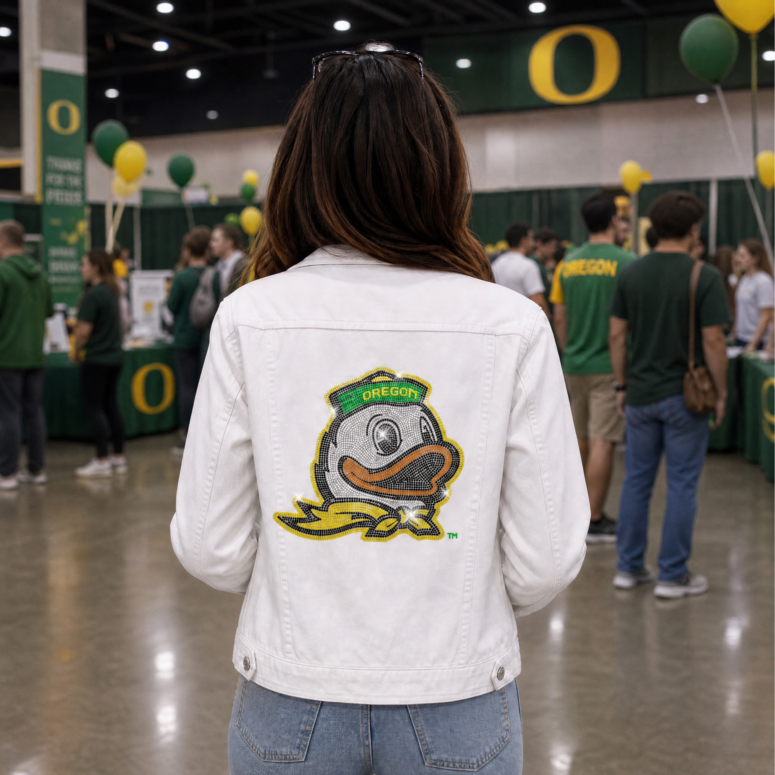 University of Oregon Duck White Denim Jacket