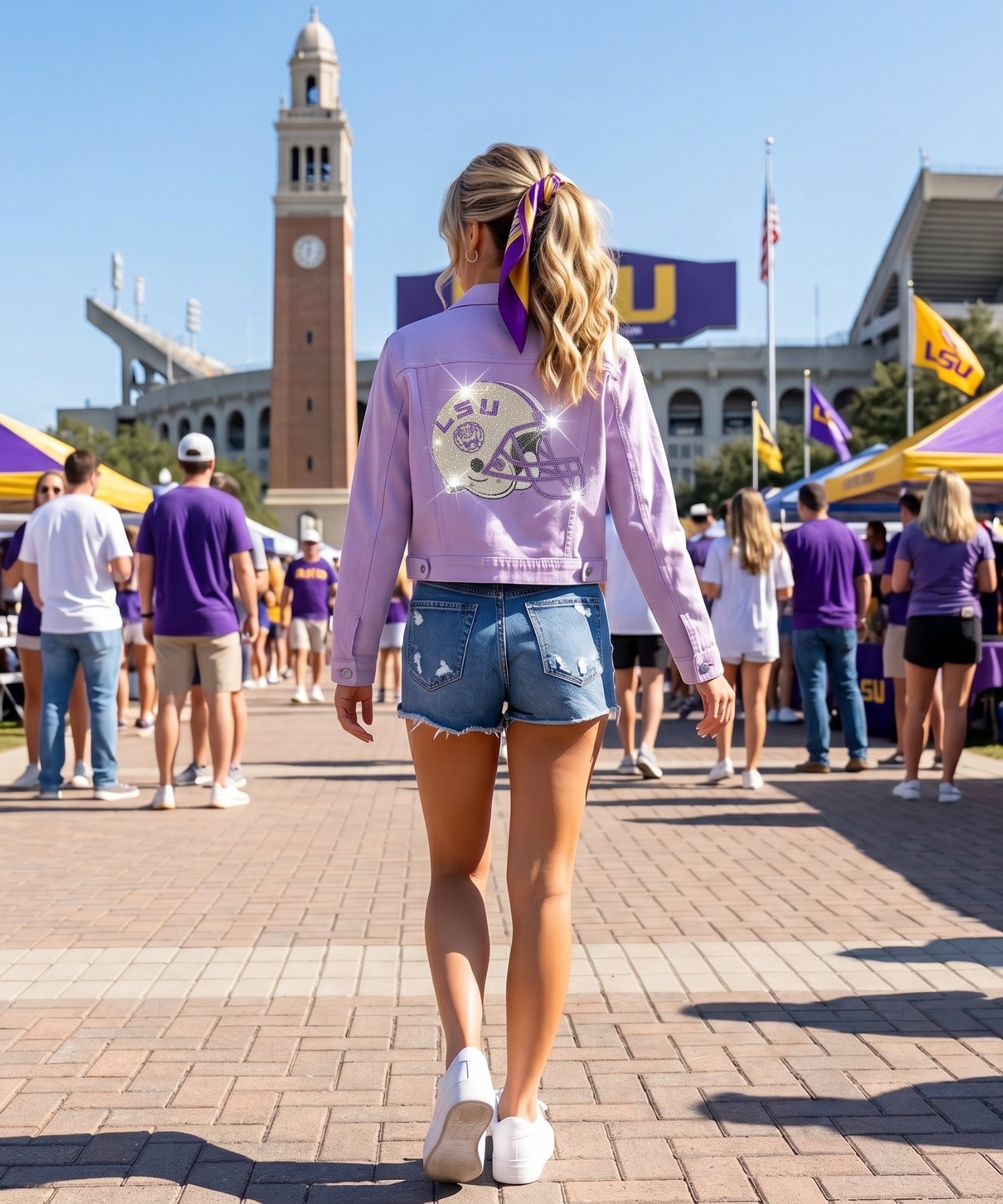 LSU Helmet Purple Denim Jacket