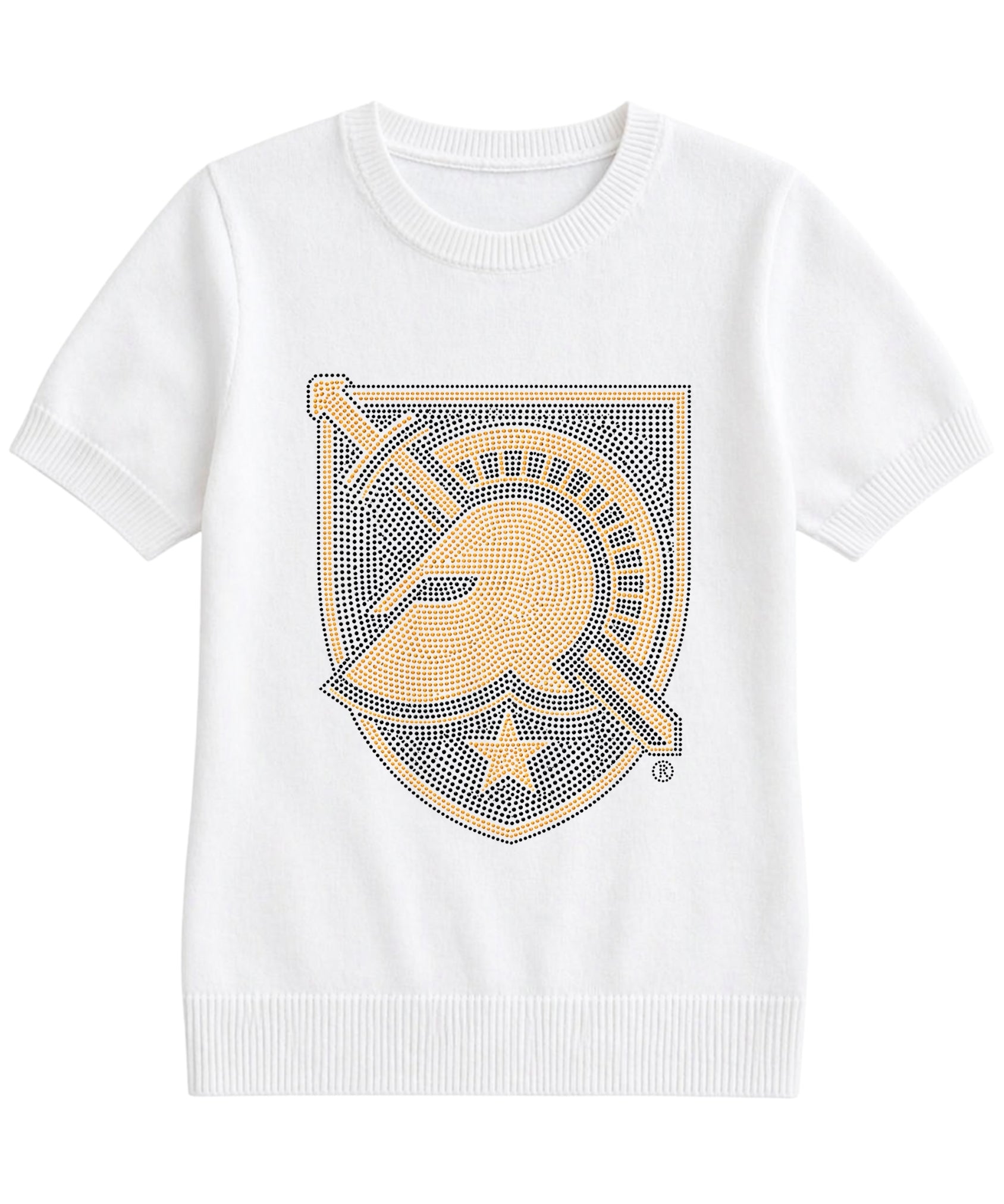Army West Point Black Knights Shield White Short Sleeve Sweater