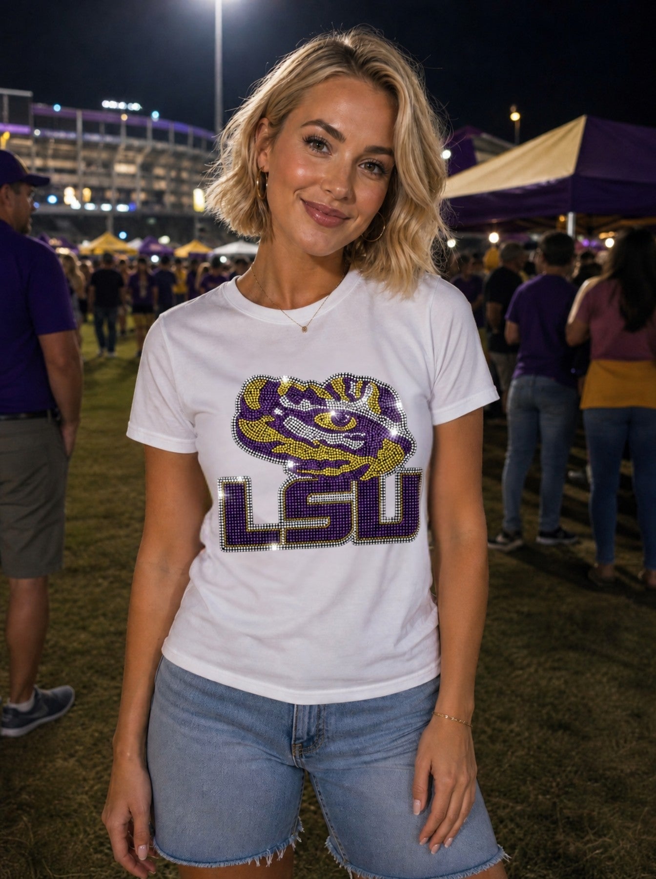 LSU Tiger Eye White Crewneck Short Sleeve T-Shirt