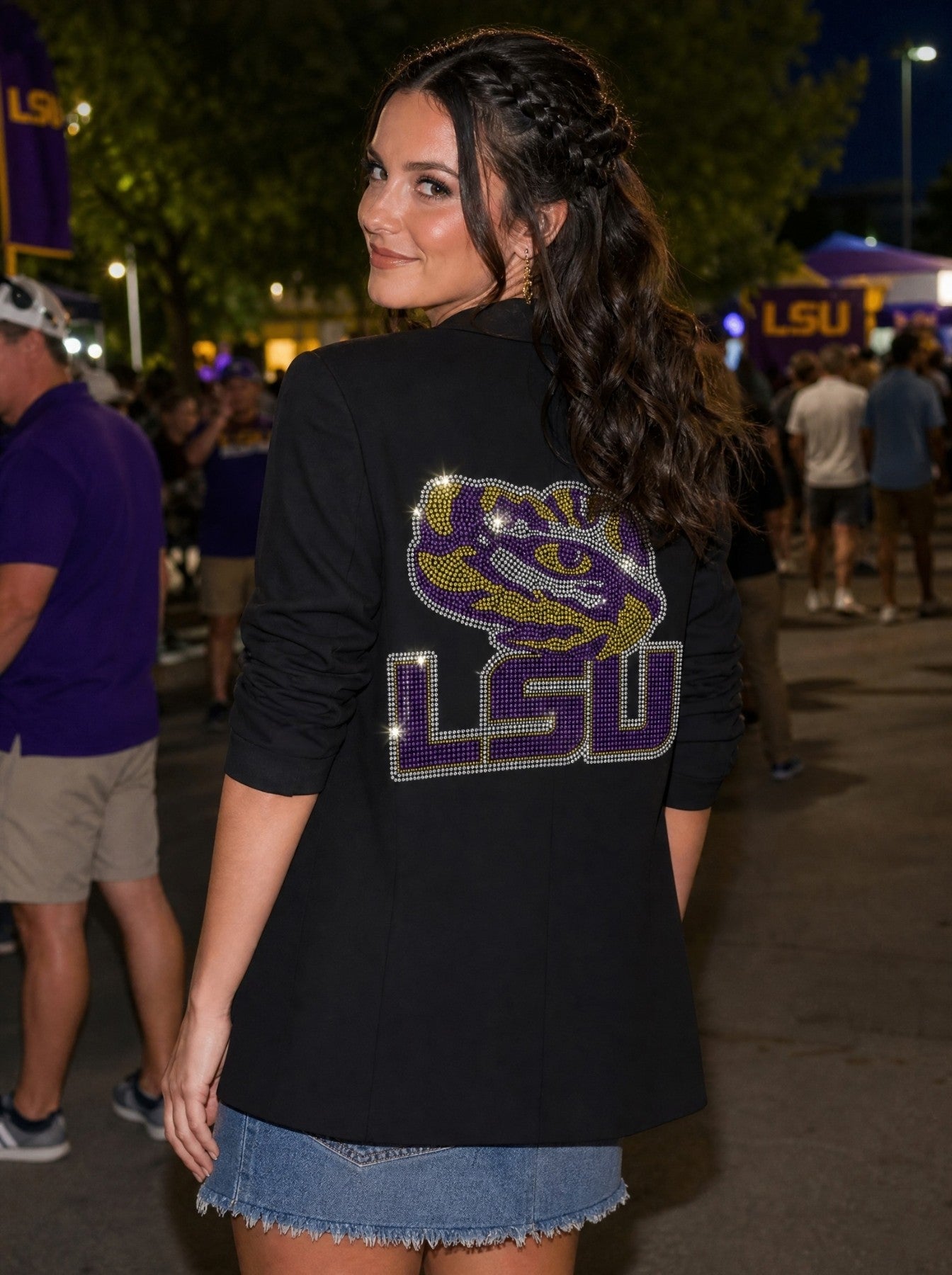 LSU Tiger Eye Black Ruched Sleeve Blazer