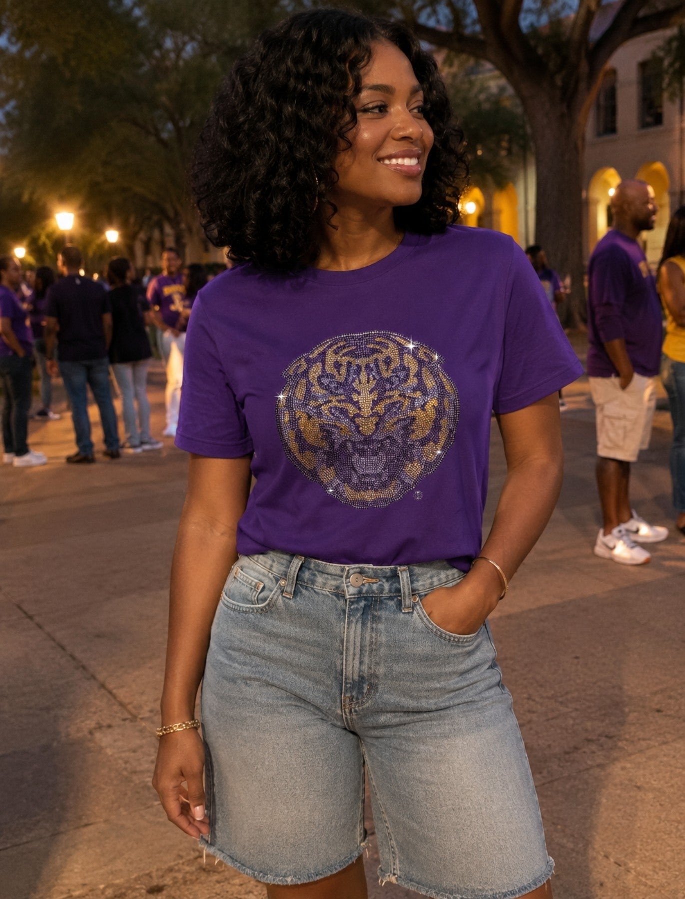 LSU Mike The Tiger Purple Crewneck Short Sleeve T-Shirt