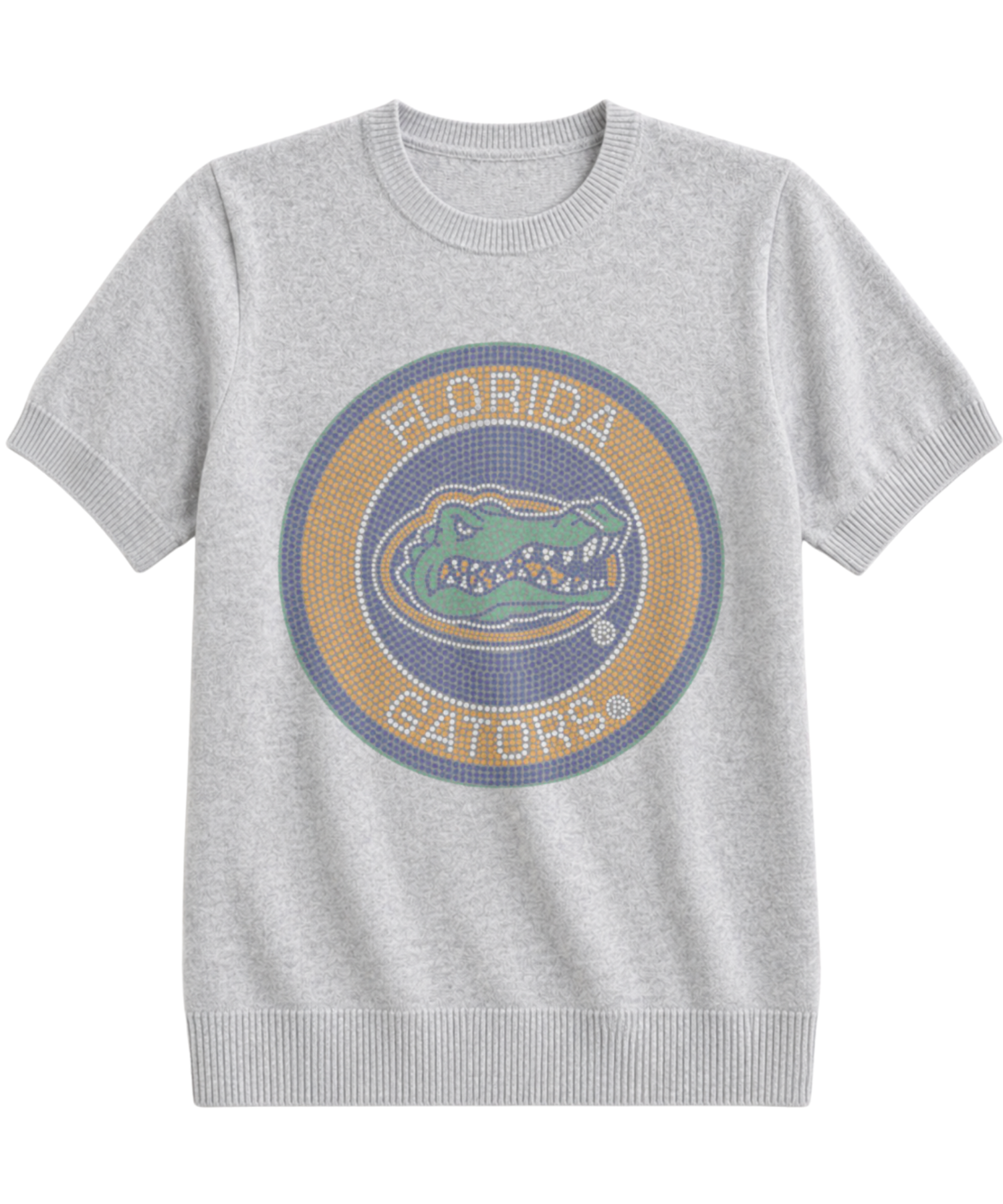 University of Florida Circle Gator Decal Gray Short Sleeve Sweater