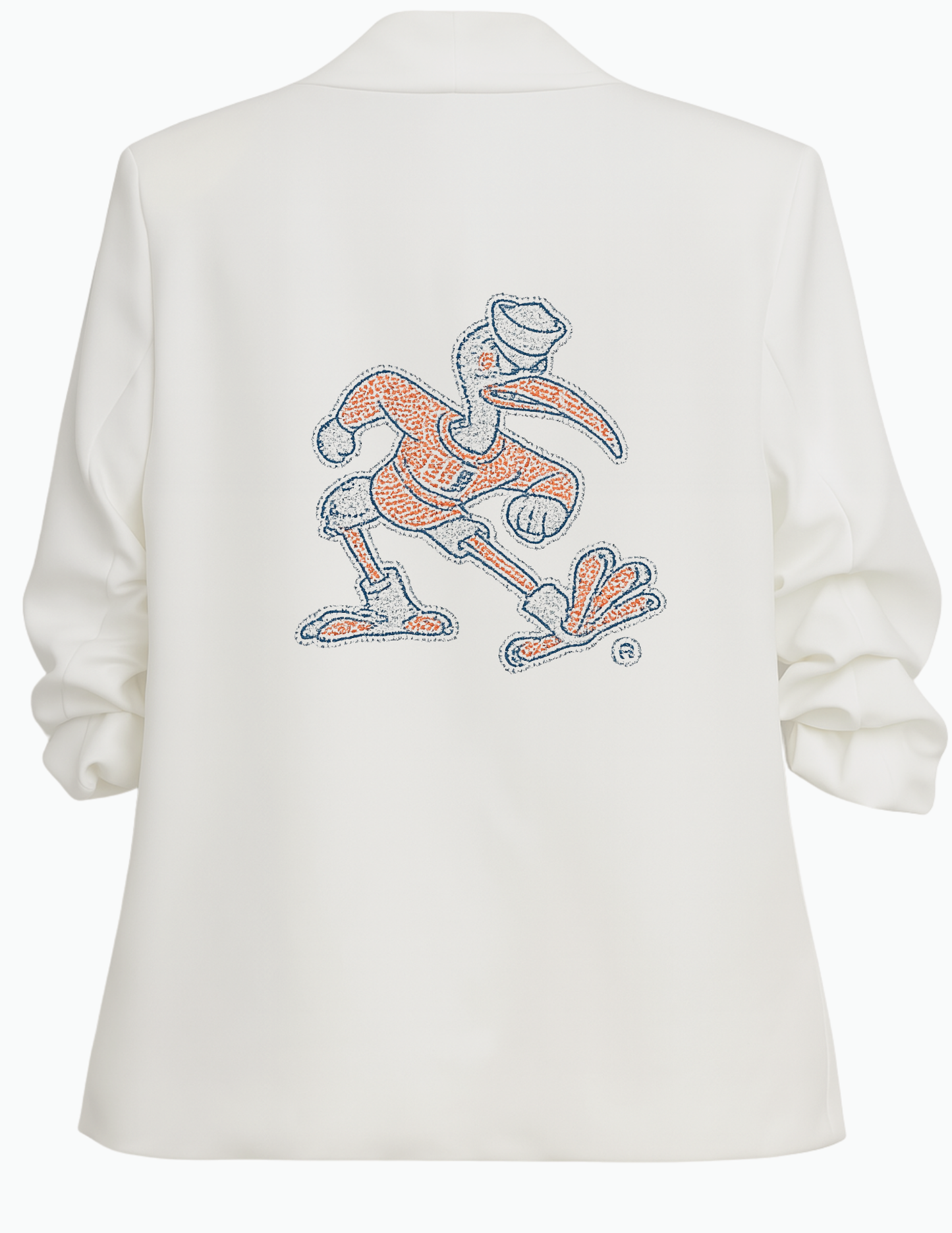 University Of Miami Sebastian White Ruched Sleeve Blazer