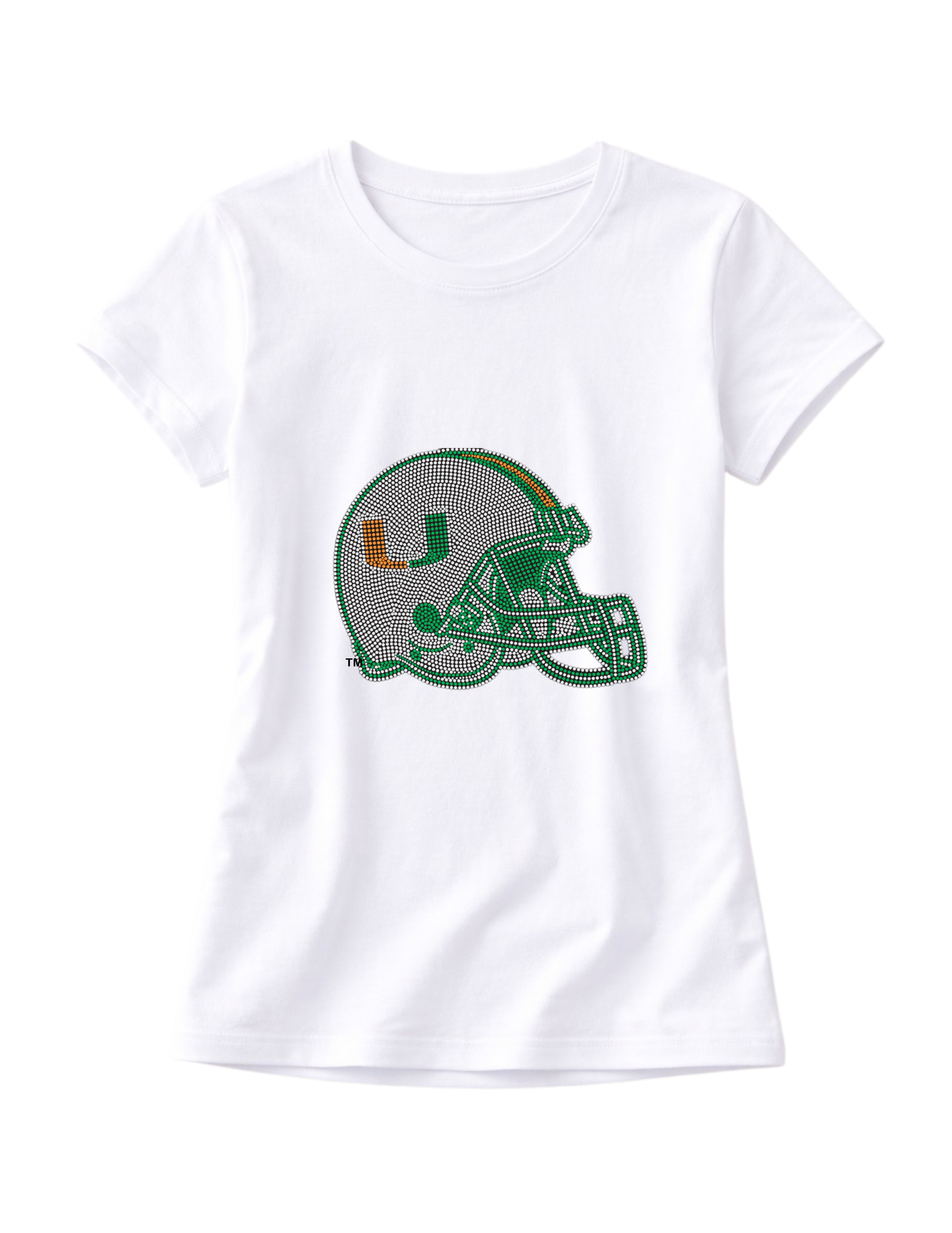 University Of Miami Helmet Crewneck White Short Sleeve T-Shirt
