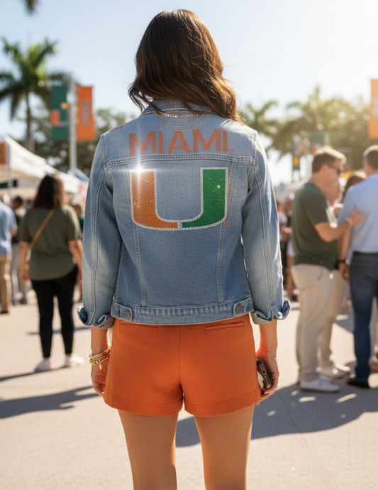 University Of Miami Script U Blue Denim Jacket