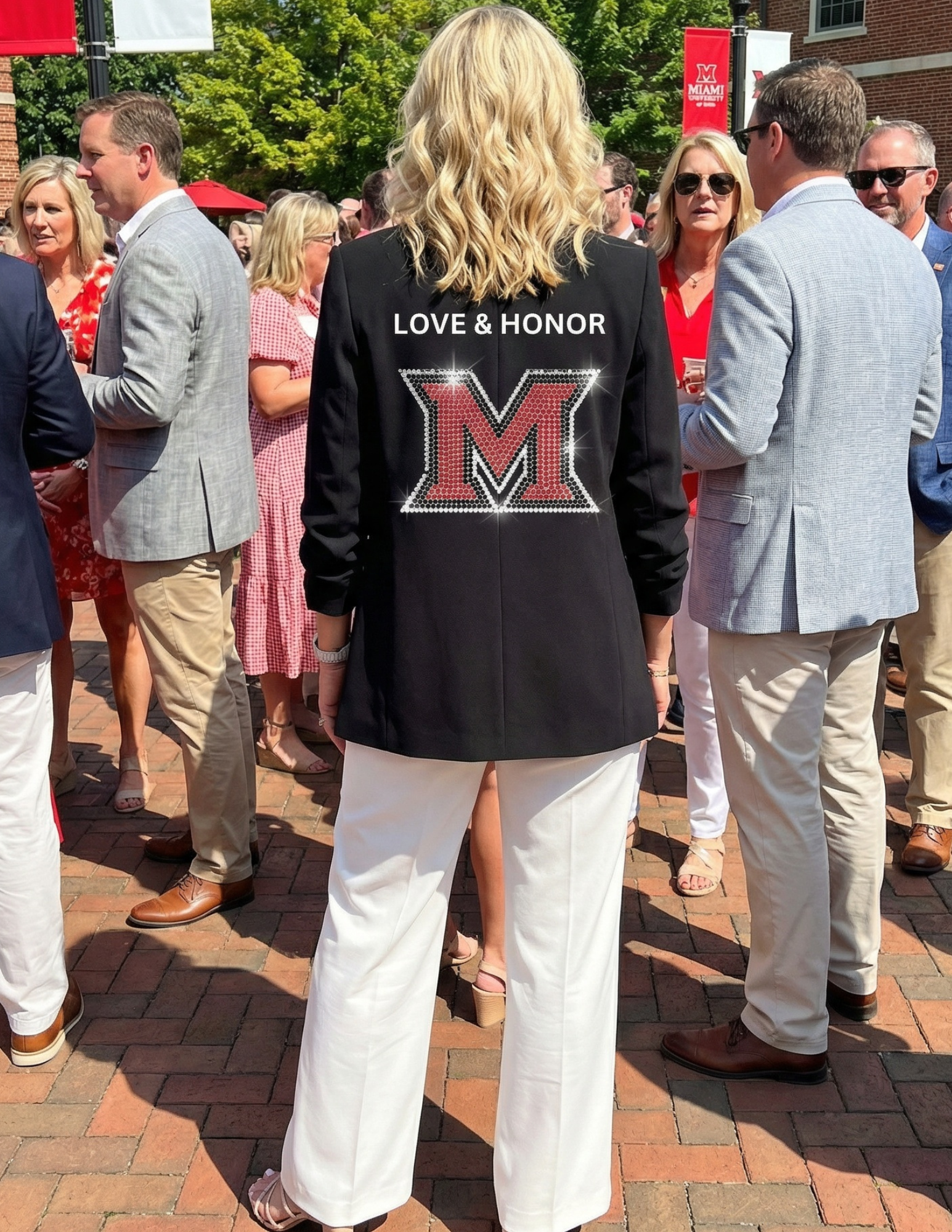 Miami of Ohio Love & Honor,  Black Ruched Sleeve Blazer