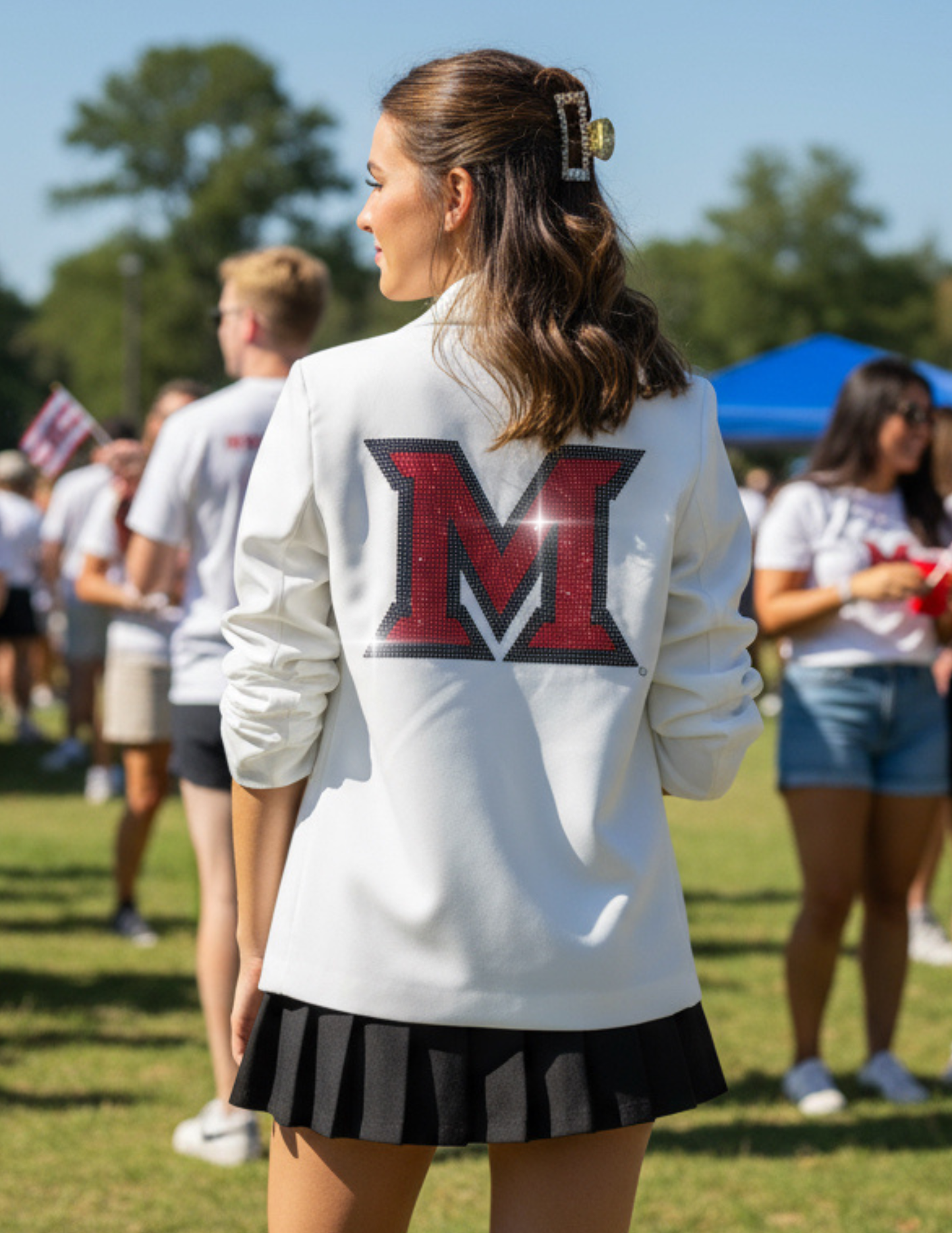 Licensed Game Day Blazer, White Ruched, Miami of Ohio M