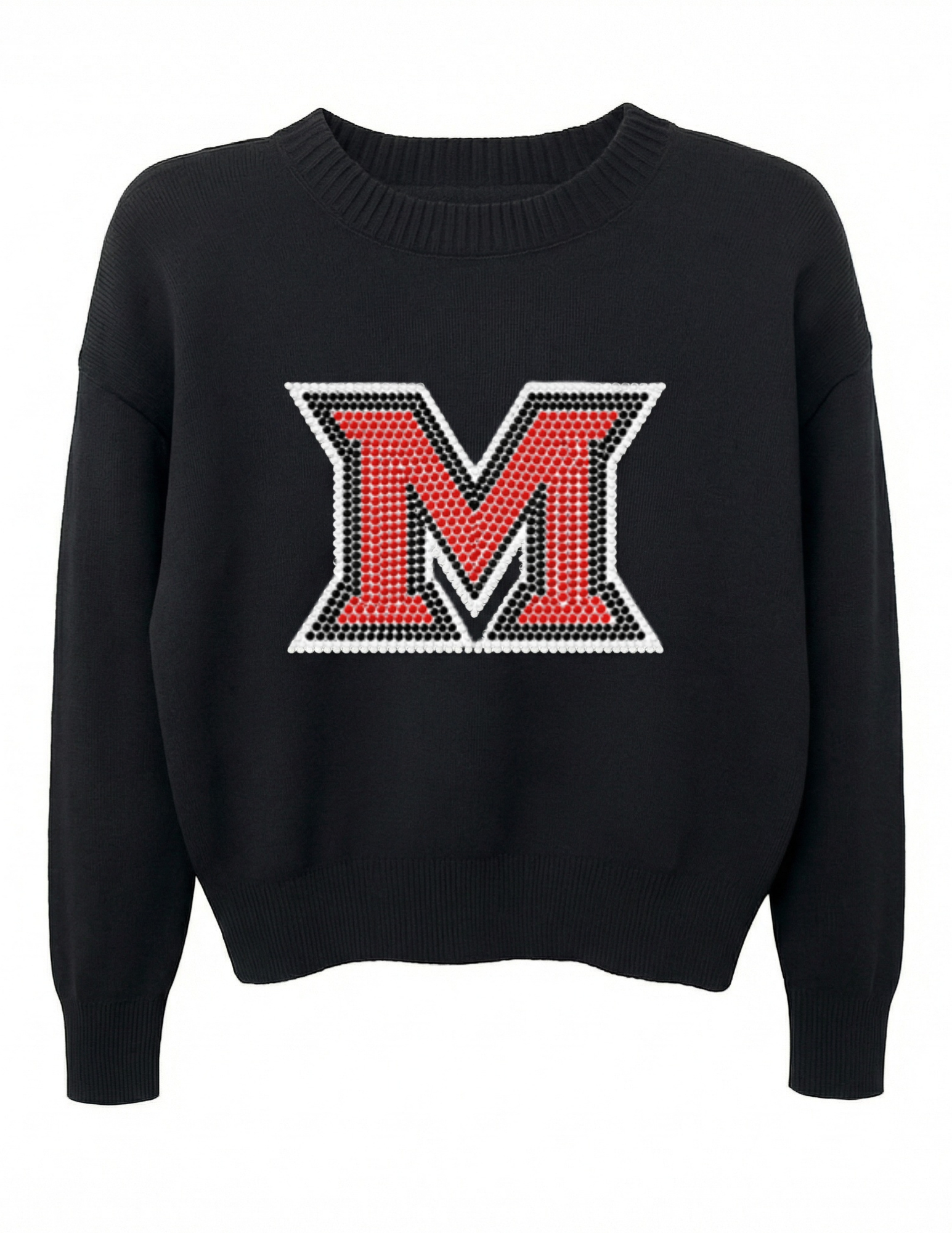 Miami of Ohio Black Crewneck Block M Sweater