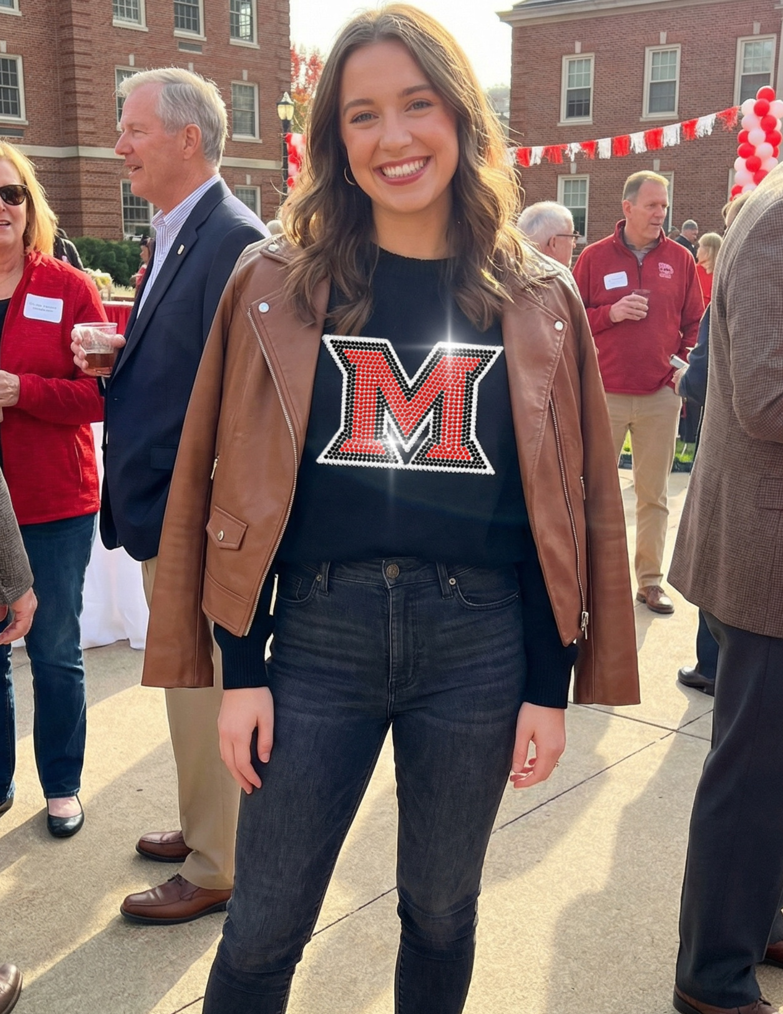 Miami of Ohio Black Crewneck Block M Sweater